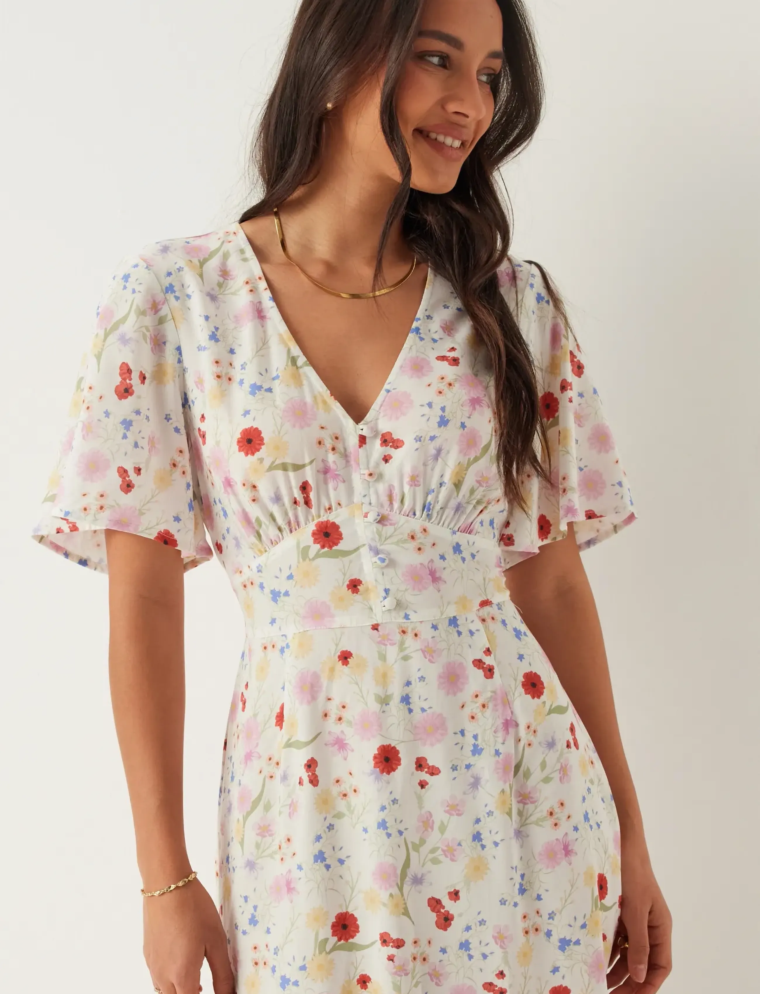 Bubbleroom - Butterfly Sleeve Viscose Maxi Dress - maxi kjoler - floral/patterned - 3