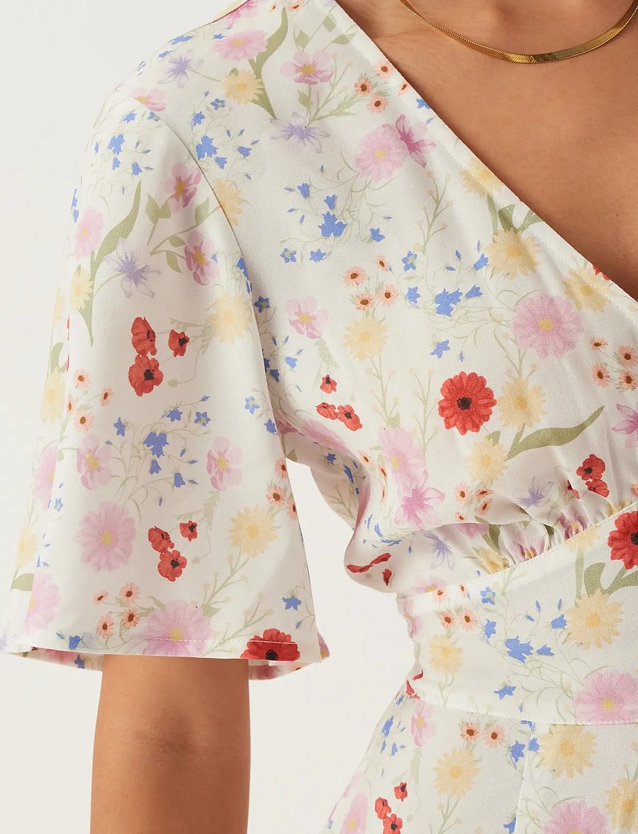 Bubbleroom - Butterfly Sleeve Viscose Maxi Dress - maxi kjoler - floral/patterned - 4
