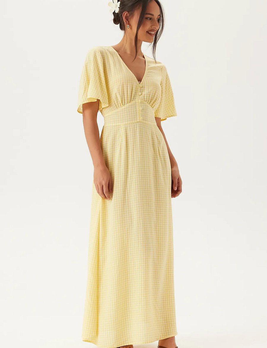 Bubbleroom - Butterfly Sleeve Viscose Maxi Dress - robes longues - yellow/patterned - 0