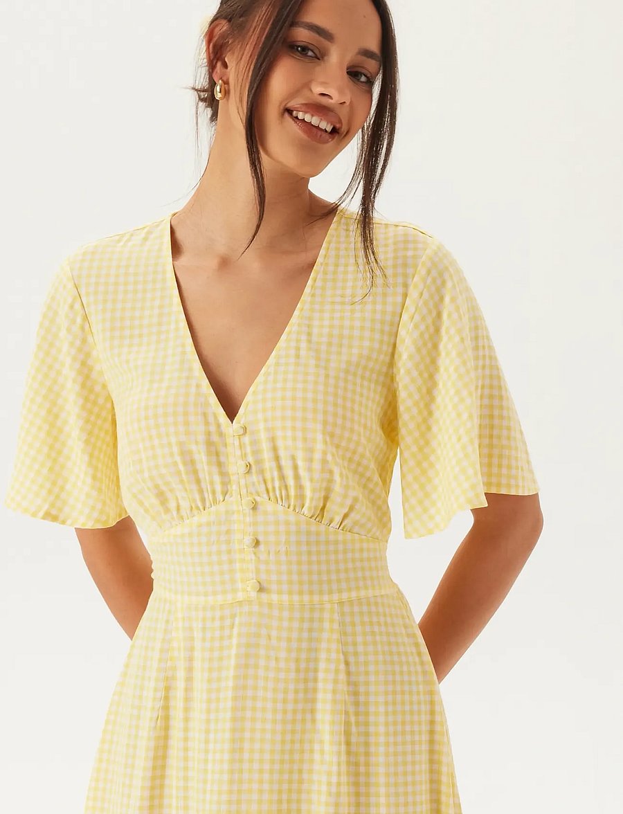 Bubbleroom - Butterfly Sleeve Viscose Maxi Dress - robes longues - yellow/patterned - 3