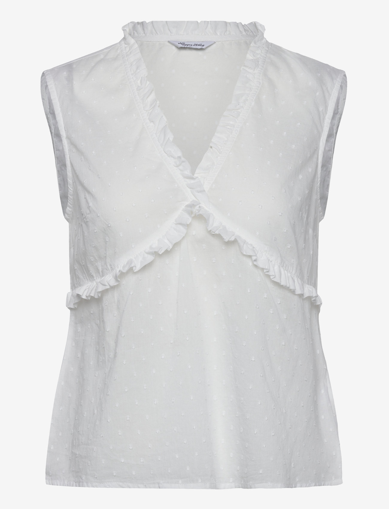 Bubbleroom - Cotton Dobby Dot Blouse - Ärmellose blusen - white - 1