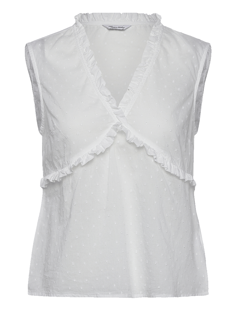 Bubbleroom - Cotton Dobby Dot Blouse - Ärmellose blusen - white - 1