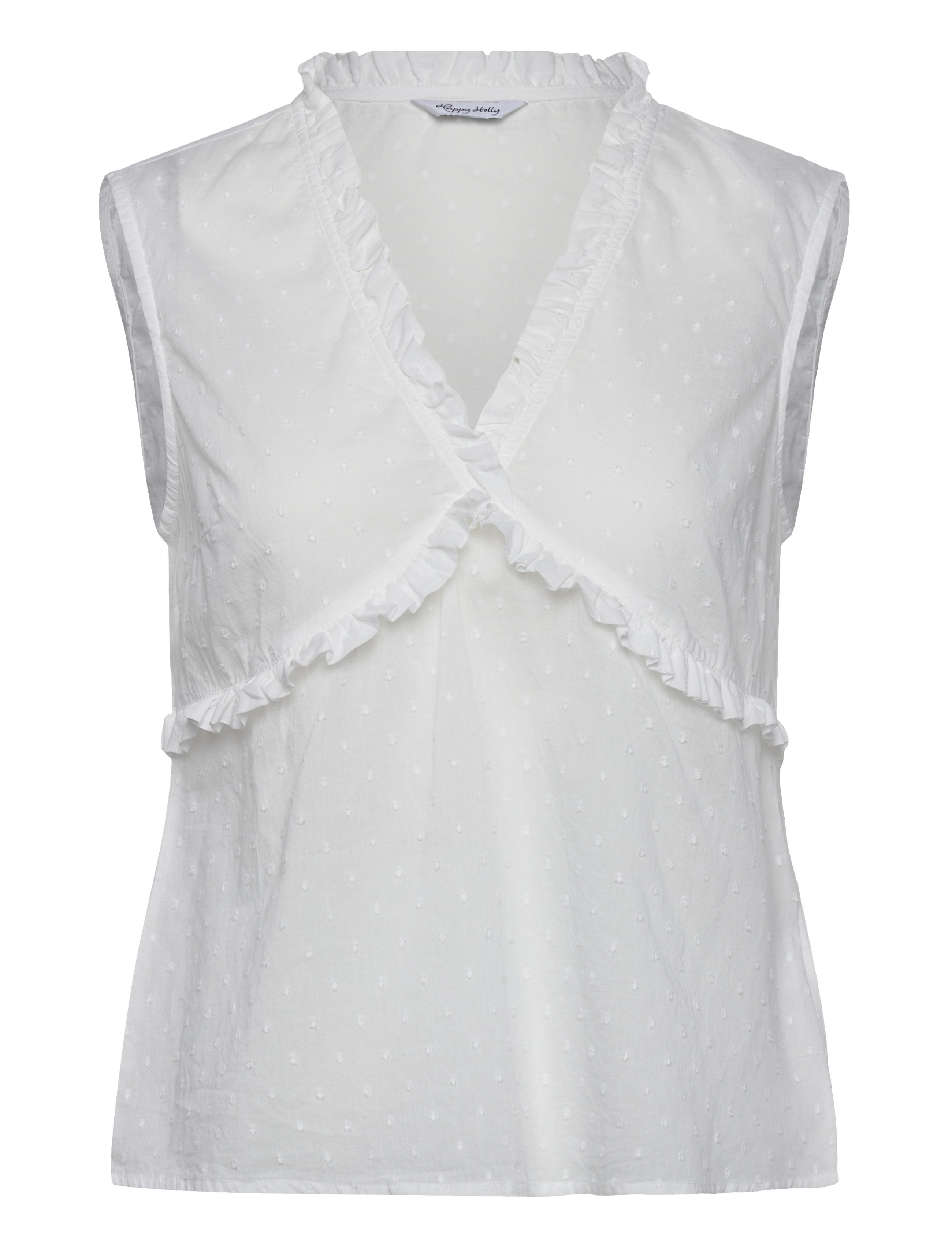 Bubbleroom Cotton Dobby Dot Blouse - Ærmeløse bluser - WHITE / white