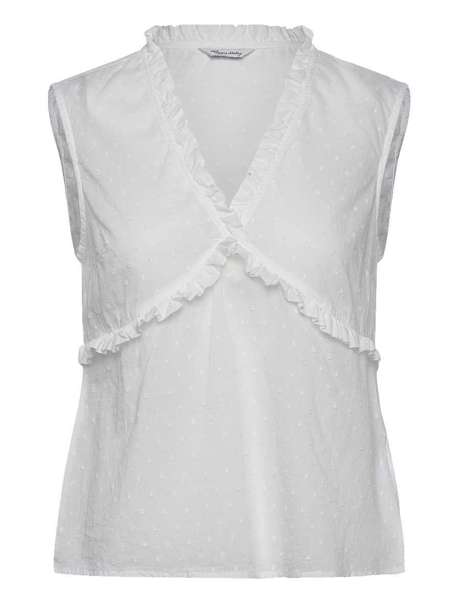 Bubbleroom - Cotton Dobby Dot Blouse - Ærmeløse bluser - white - 1