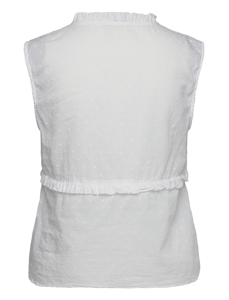 Bubbleroom - Cotton Dobby Dot Blouse - Ærmeløse bluser - white - 2