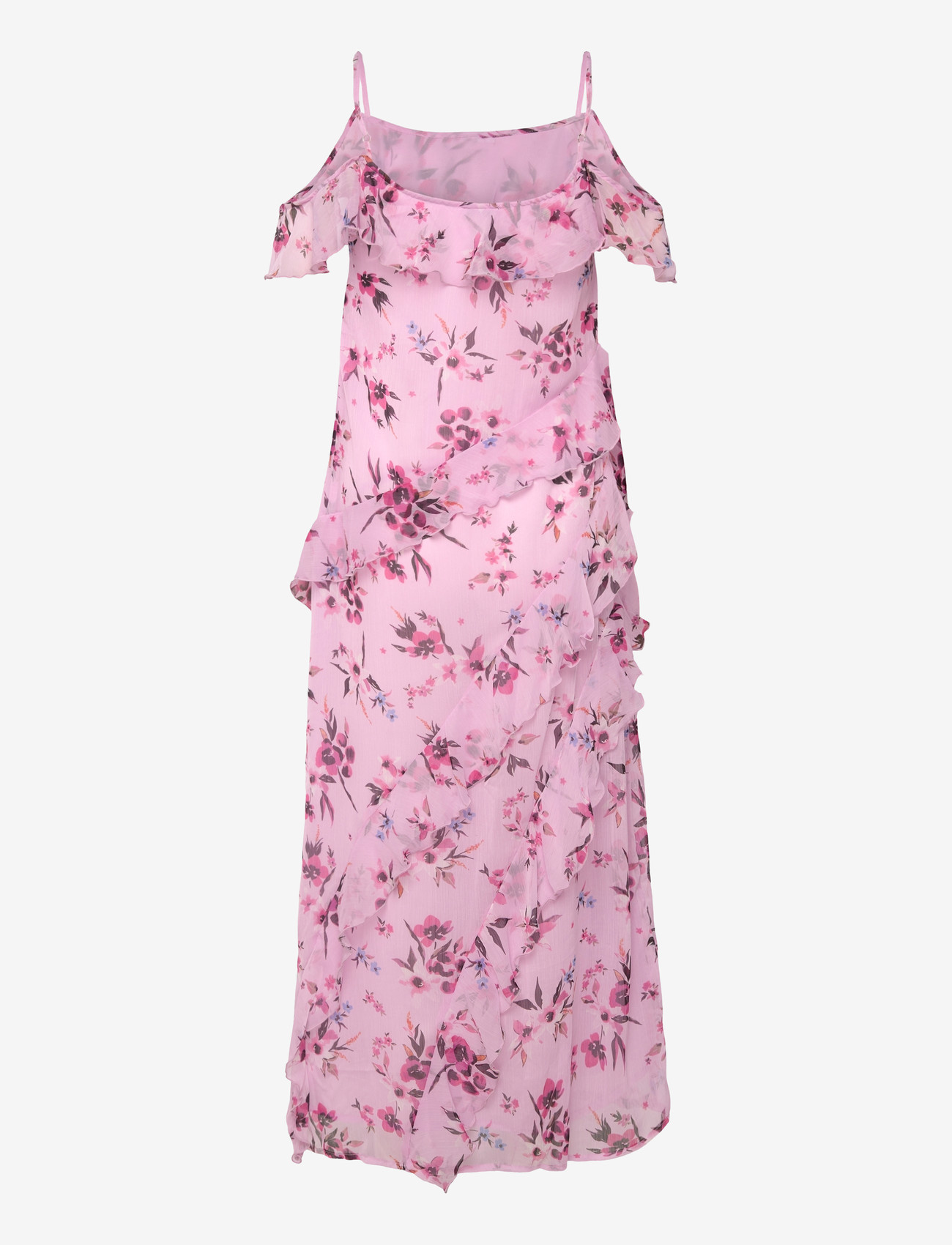 Bubbleroom - Peaky Shoulder Flounce Maxi Dress - maxi dresses - pink/floral - 2