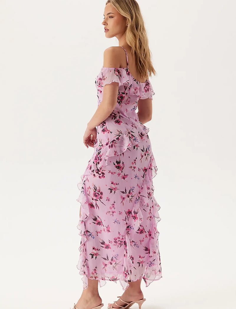 Bubbleroom - Peaky Shoulder Flounce Maxi Dress - maxi dresses - pink/floral - 5
