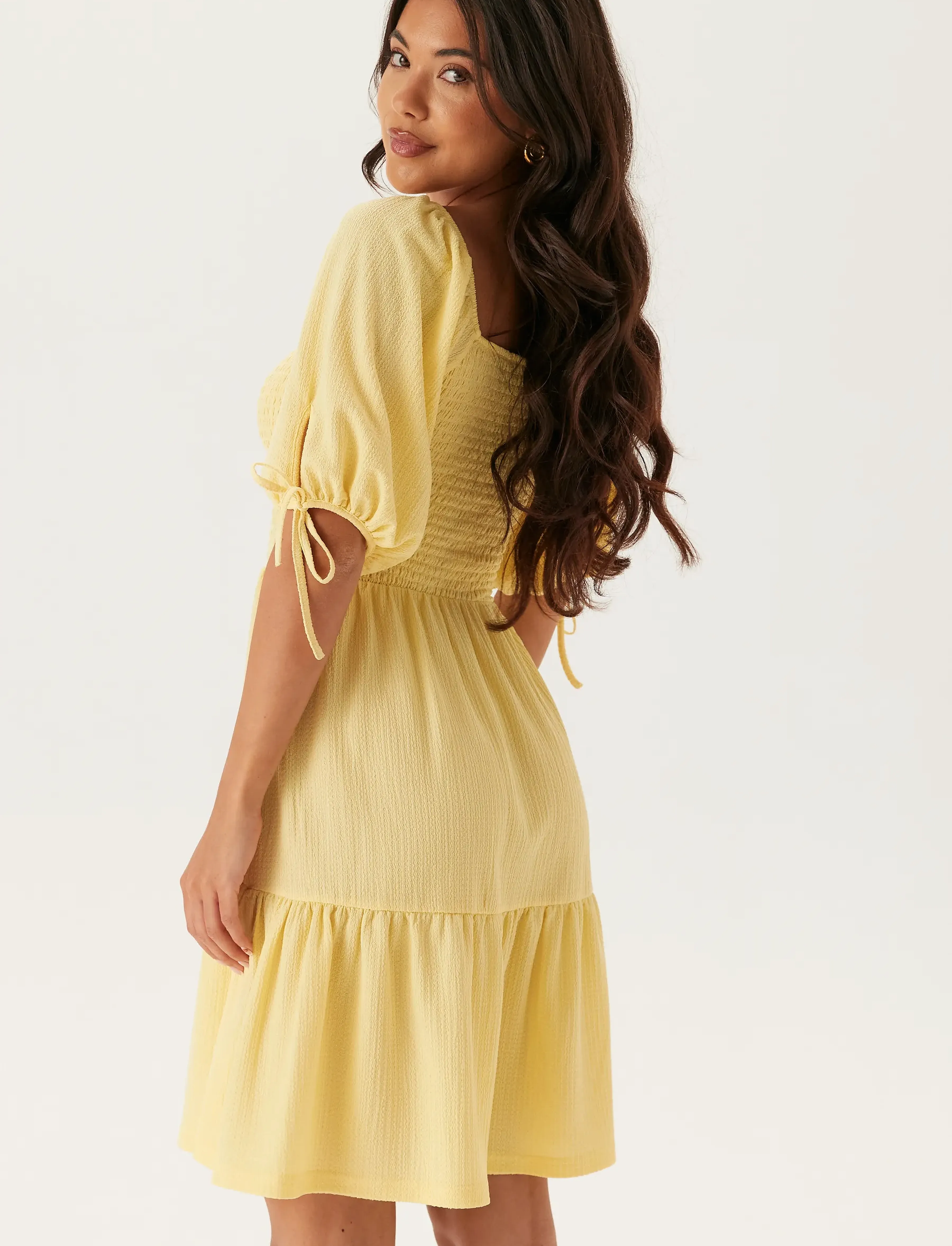 Bubbleroom - Smock Short Dress - light yellow - 4