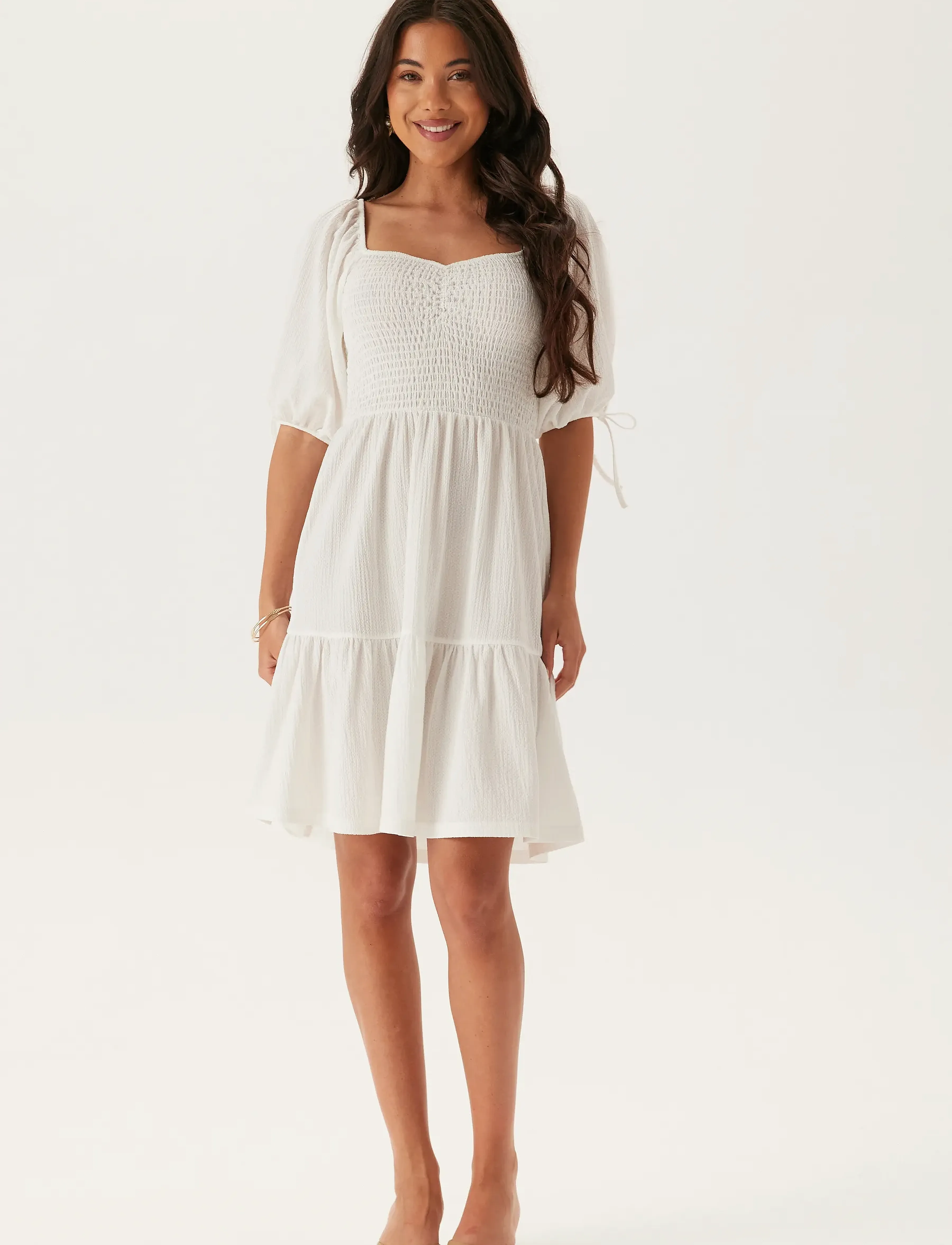 Bubbleroom - Smock Short Dress - white - 4