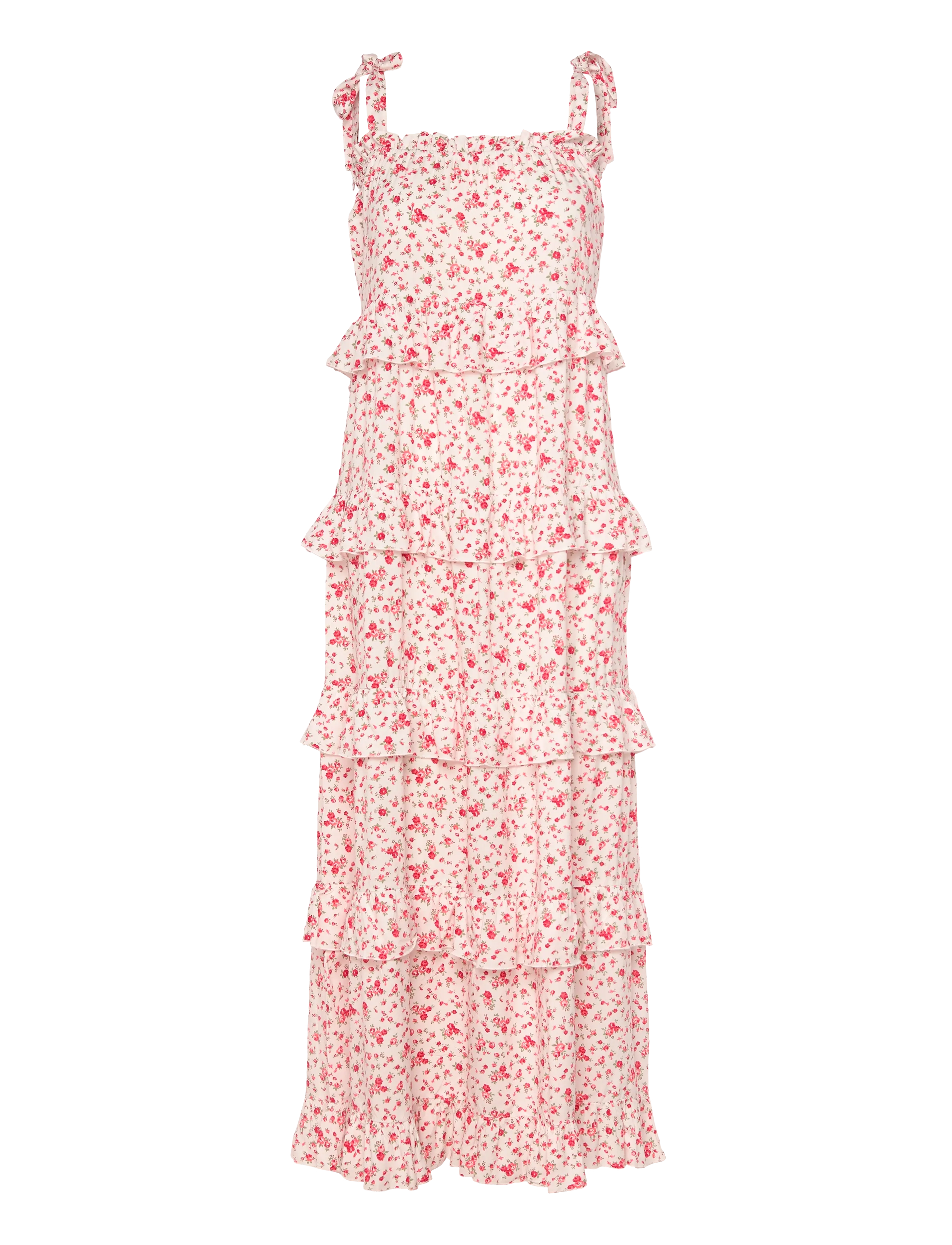 BUBBLEROOM Frill Maxi Viscose Kleid Weiß - M - Damen