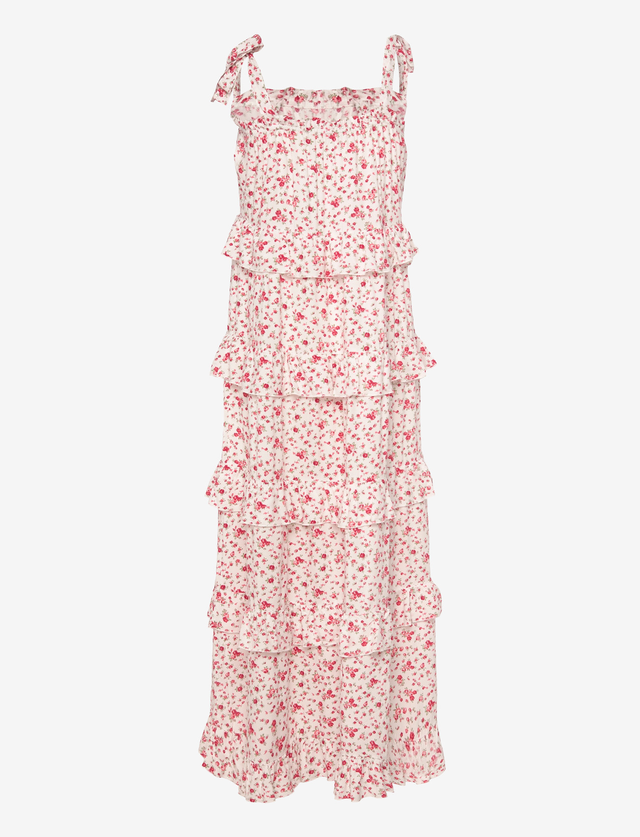 Bubbleroom - Frill Maxi Viscose Dress - maxi kjoler - white/patterned - 2