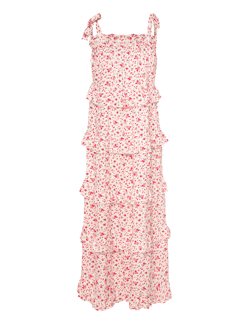 Bubbleroom - Frill Maxi Viscose Dress - maxikleider - white/patterned - 2