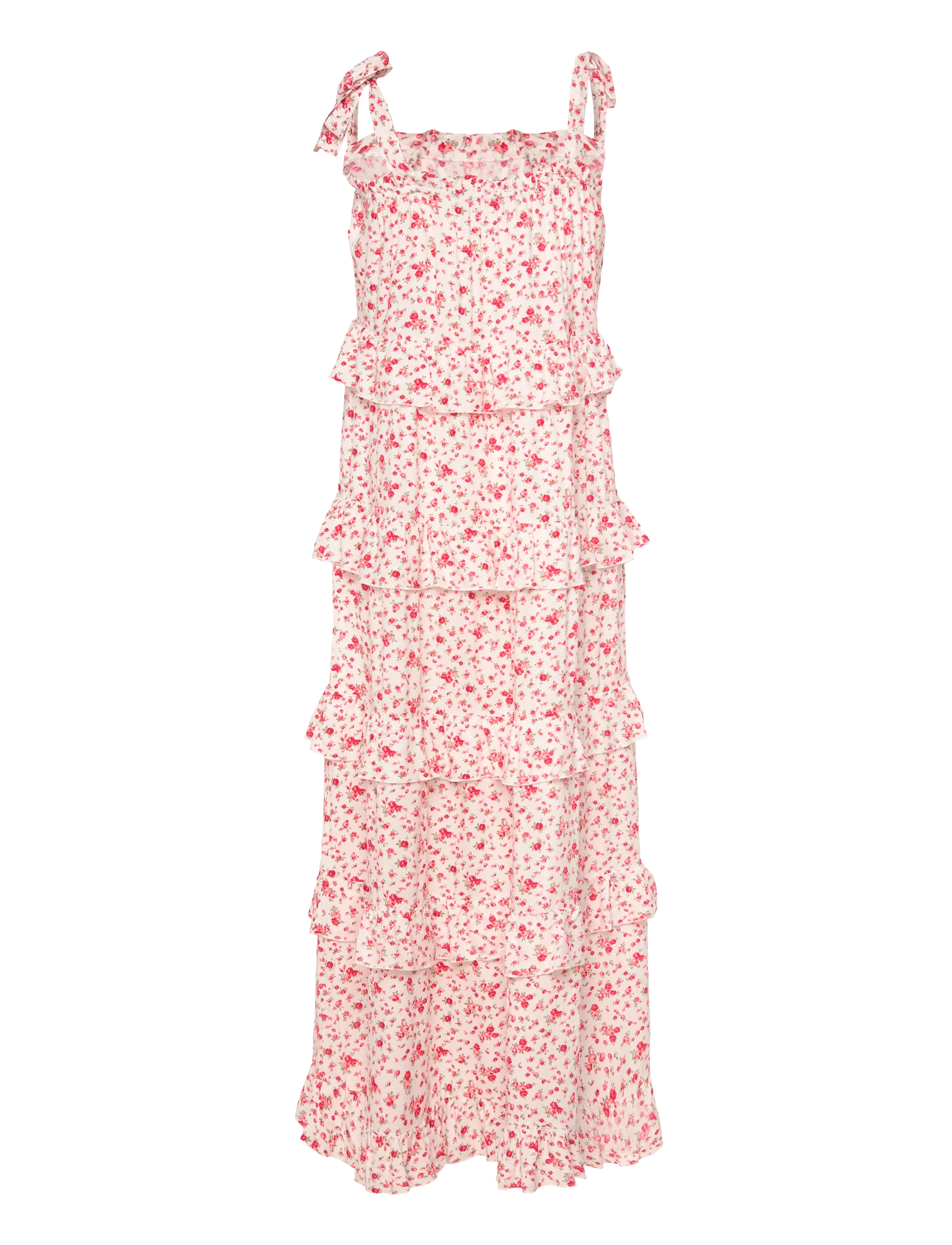 Bubbleroom - Frill Maxi Viscose Dress - maxikleider - white/patterned - 2