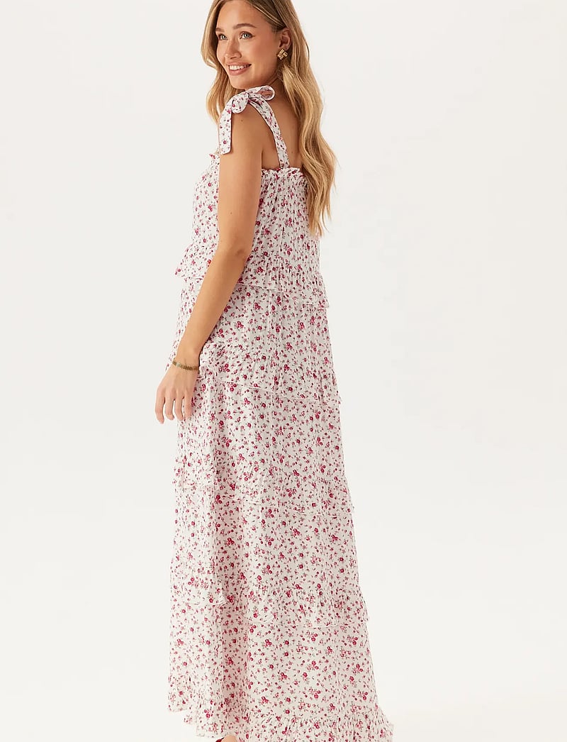 Bubbleroom - Frill Maxi Viscose Dress - maxikleider - white/patterned - 3