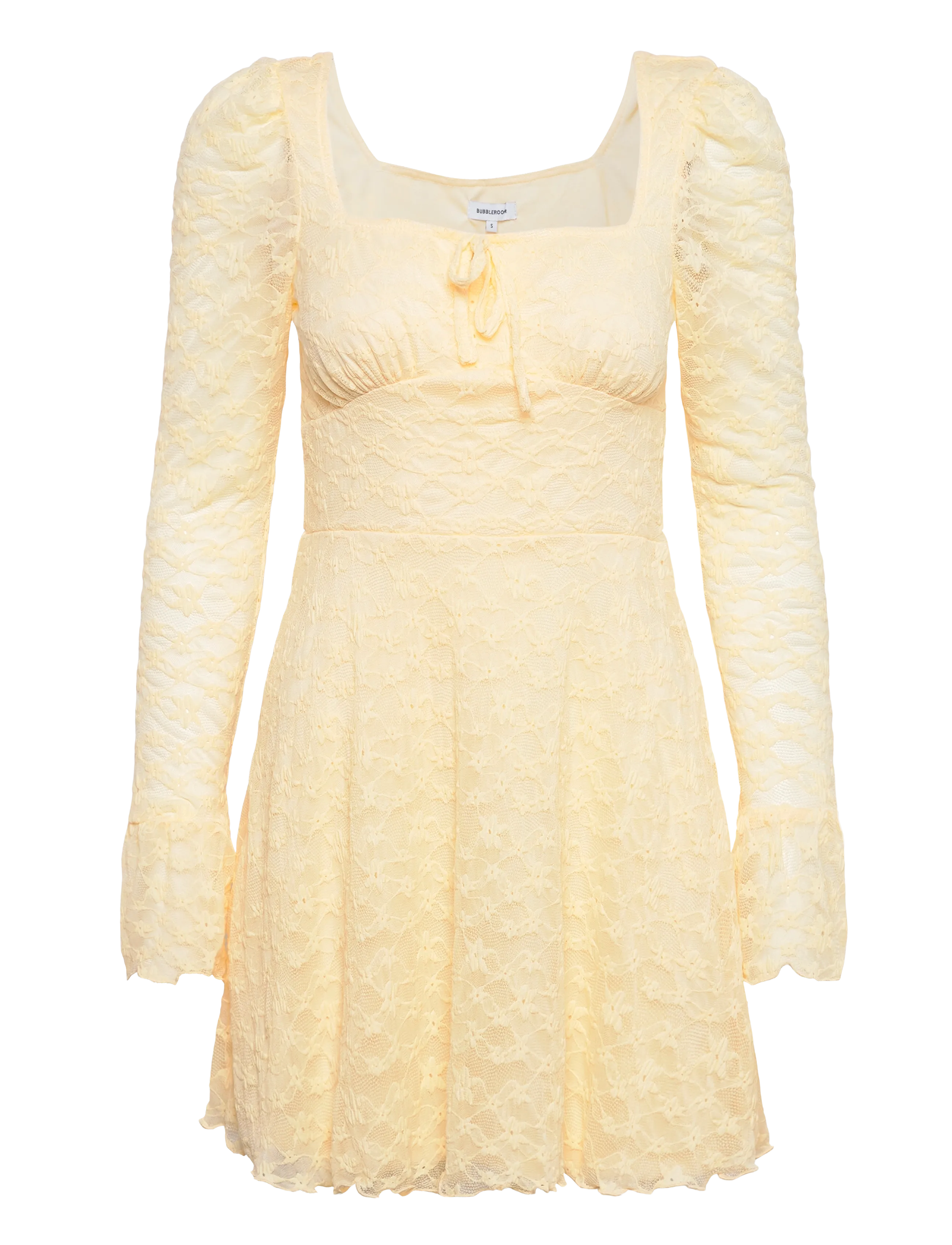 BUBBLEROOM Square Neck Strickjacke Kleid Gelb - XL - Damen