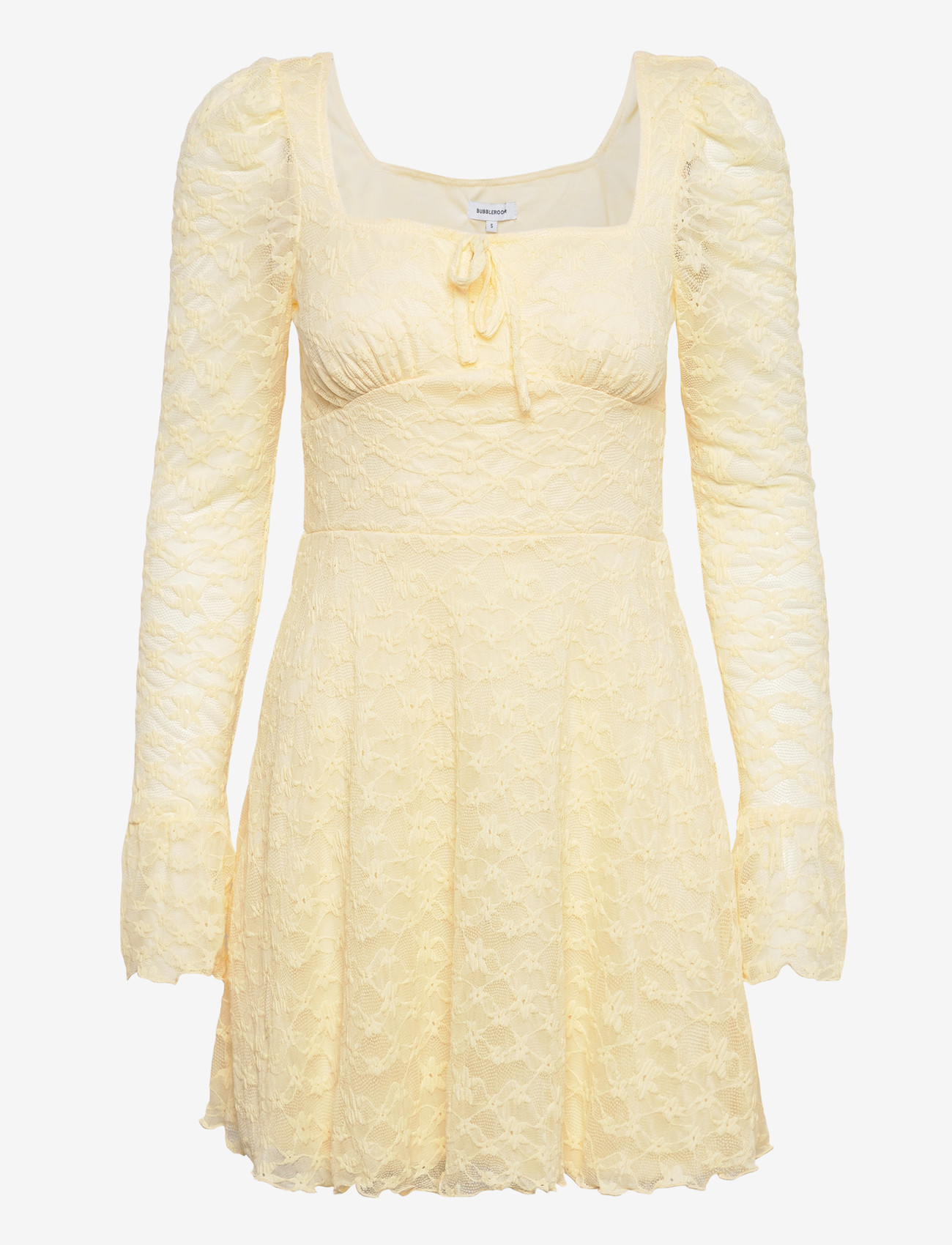 Bubbleroom - Square Neck Lace Dress - konfirmationstøj - light yellow - 1