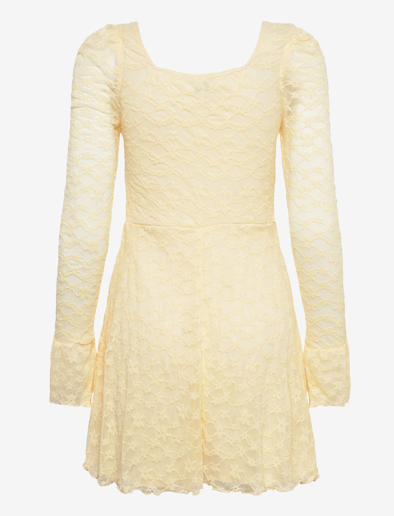 Bubbleroom - Square Neck Lace Dress - konfirmationstøj - light yellow - 2