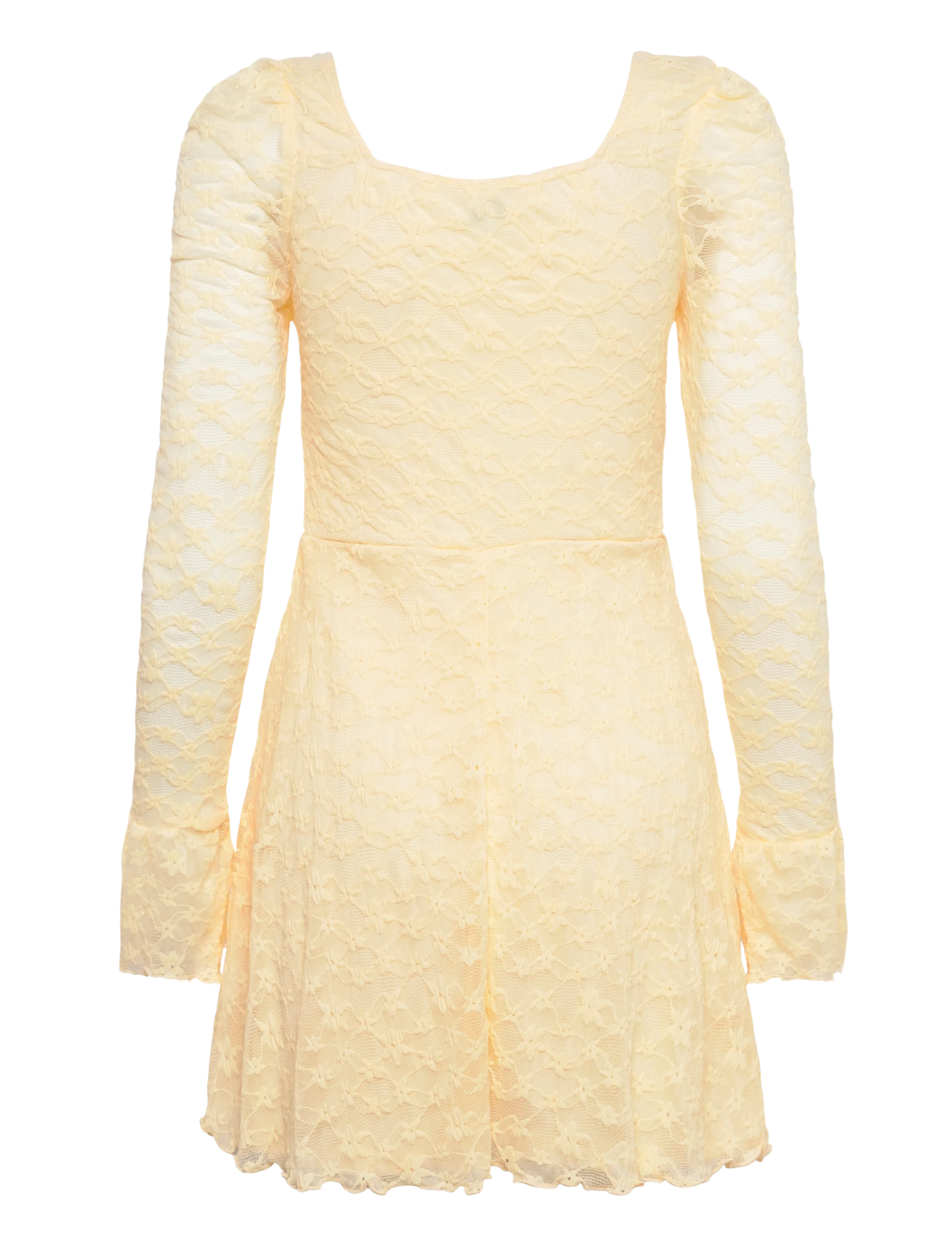 Bubbleroom - Square Neck Lace Dress - konfirmation - light yellow - 2