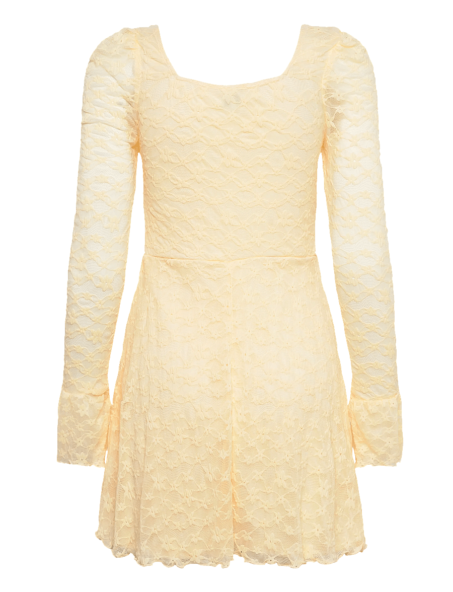Bubbleroom - Square Neck Lace Dress - konfirmation - light yellow - 2