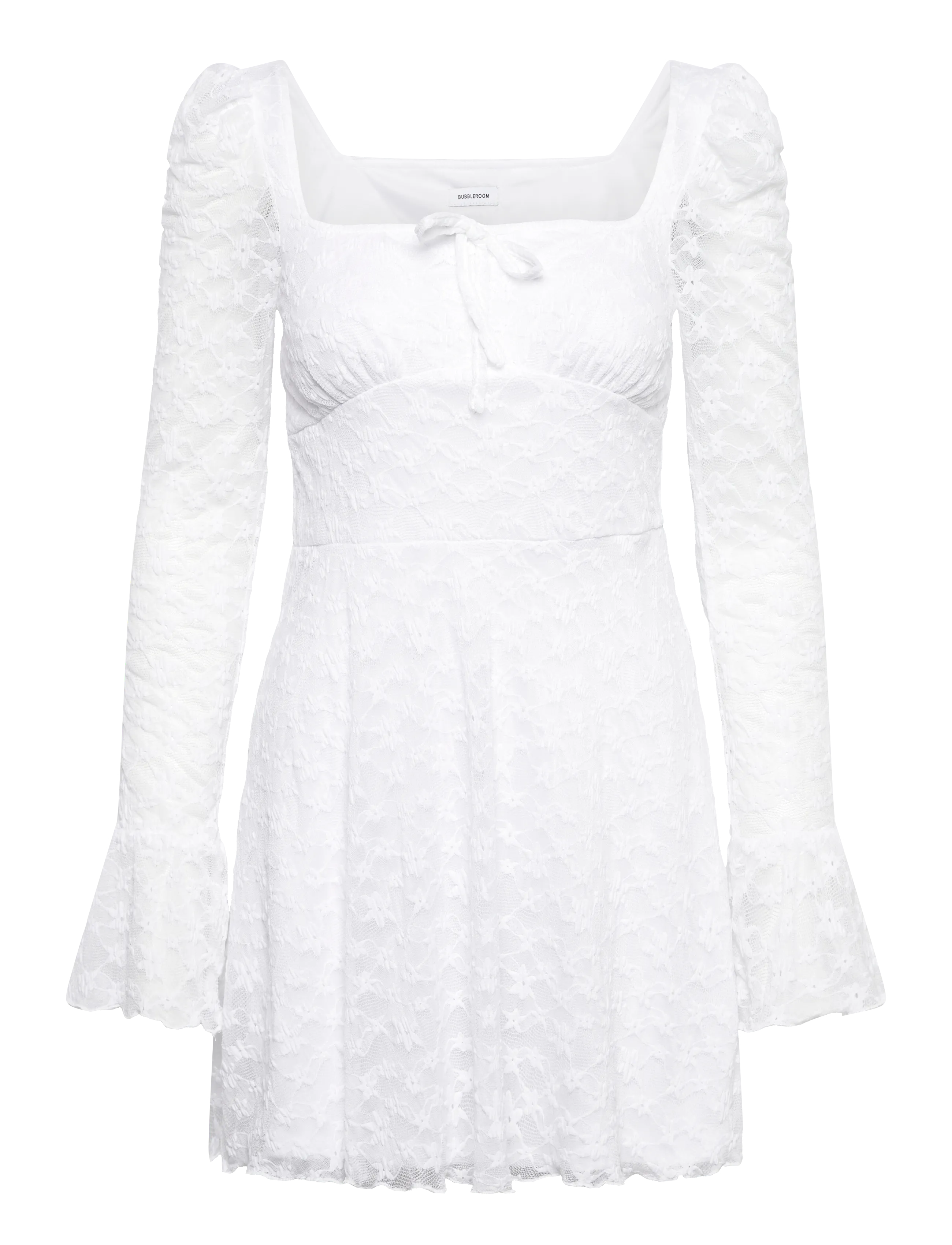 BUBBLEROOM Square Neck Strickjacke Kleid Weiß - XL - Damen