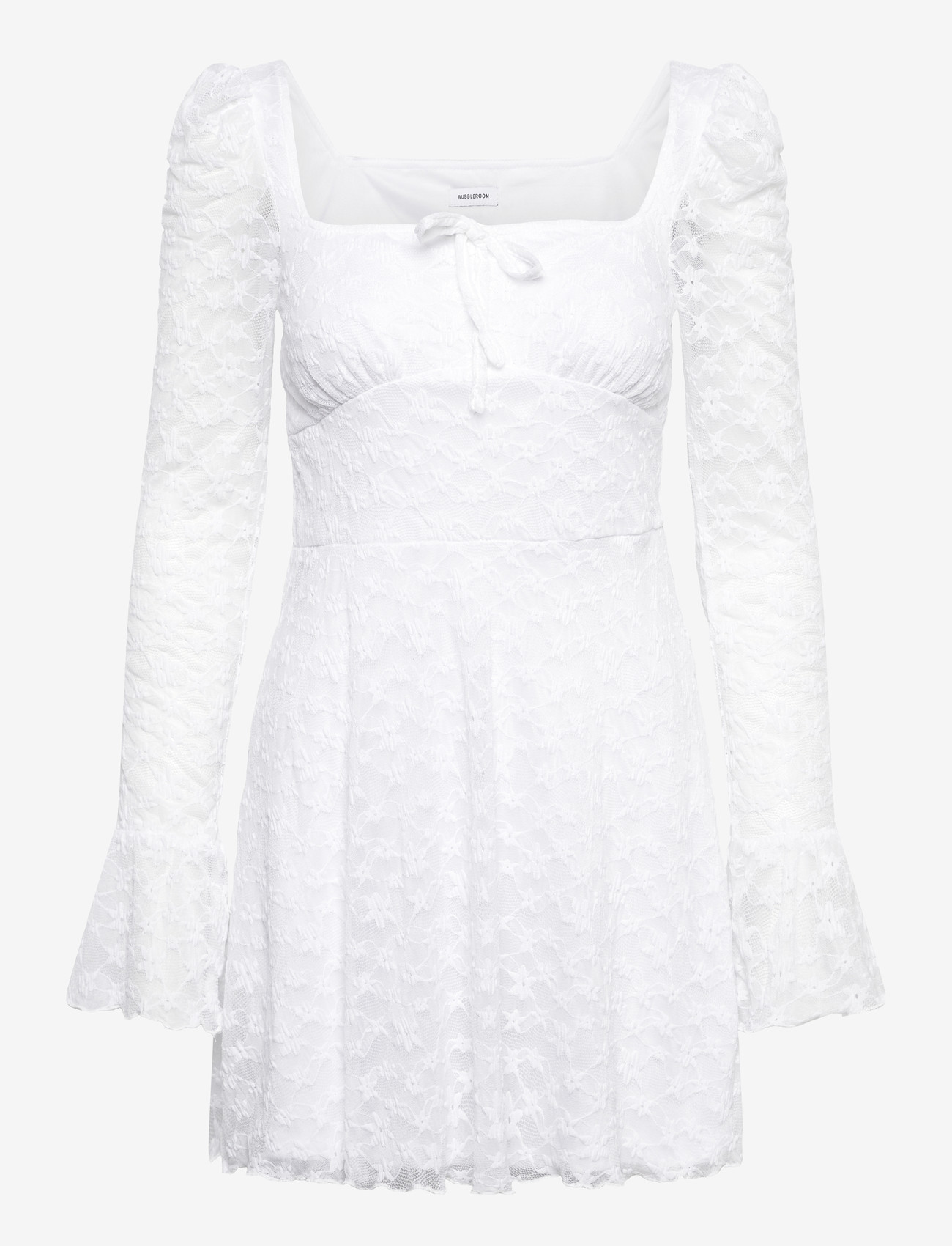 Bubbleroom - Square Neck Lace Dress - summer dresses - white - 1