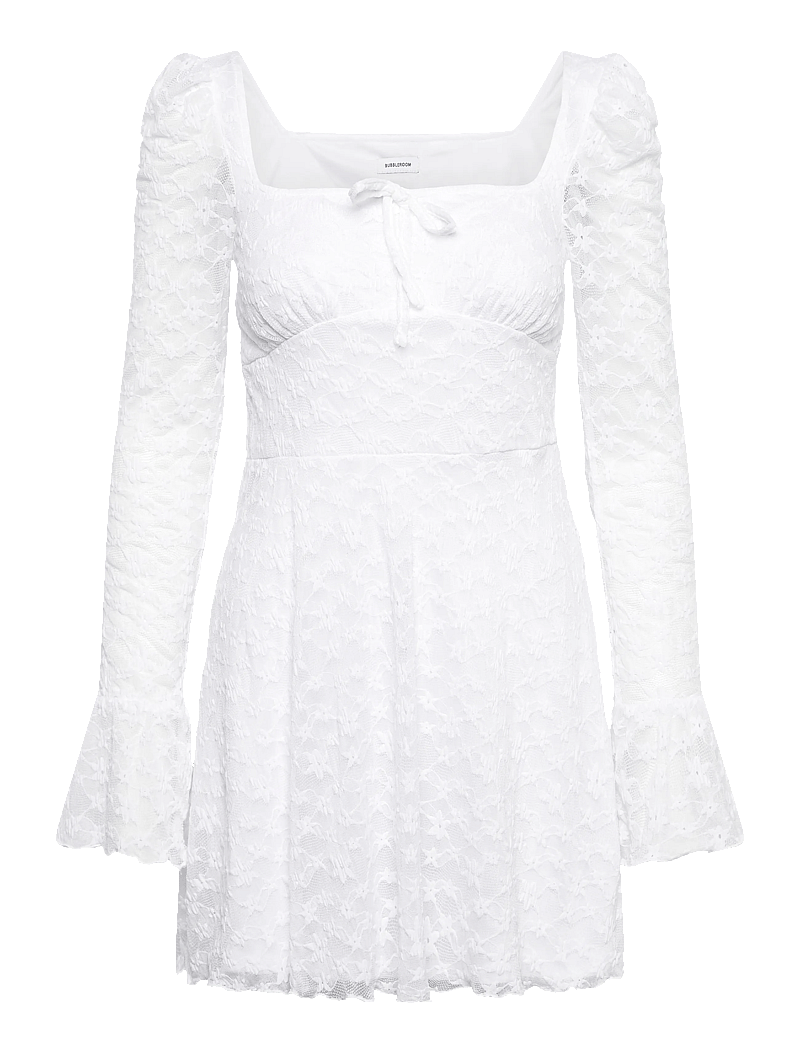 Bubbleroom - Square Neck Lace Dress - summer dresses - white - 1