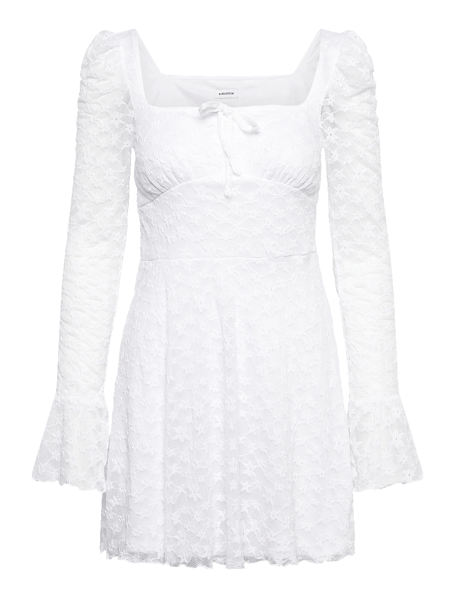 Bubbleroom - Square Neck Lace Dress - konfirmatsioon - white - 1