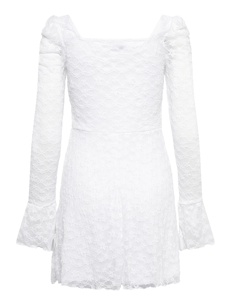 Bubbleroom - Square Neck Lace Dress - summer dresses - white - 2