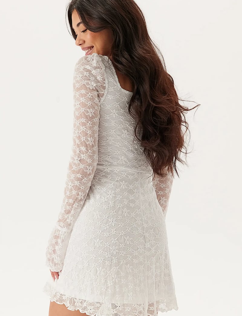 Bubbleroom - Square Neck Lace Dress - summer dresses - white - 3
