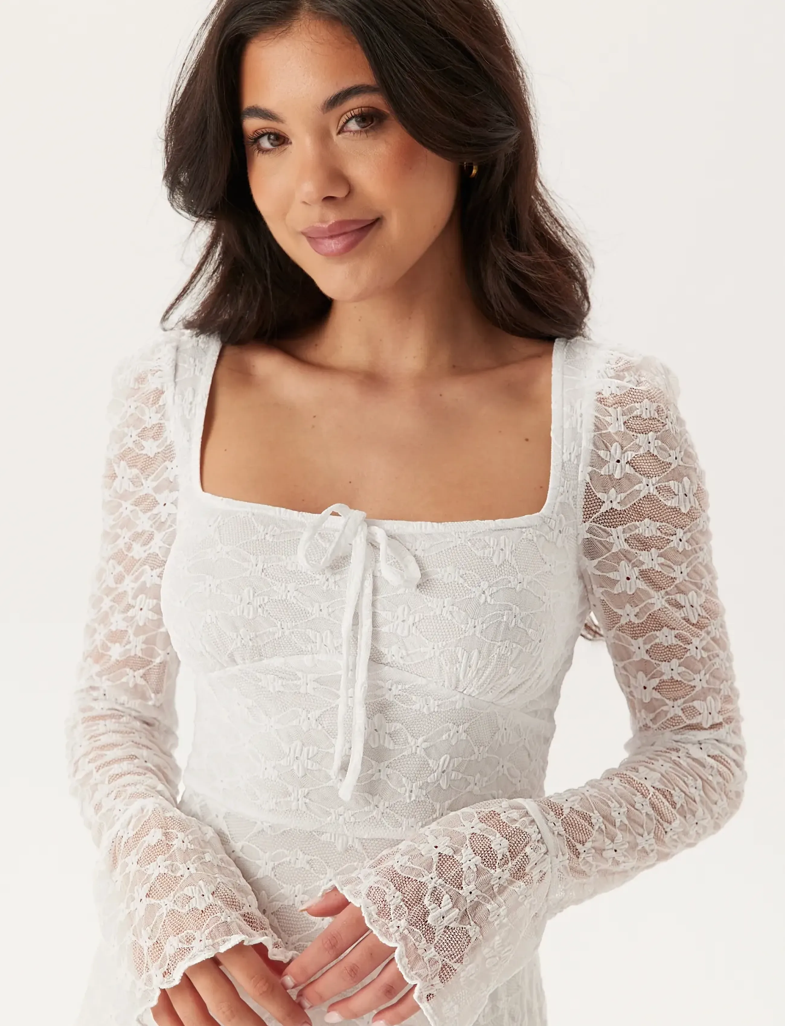 Square Neck Lace Dress 4