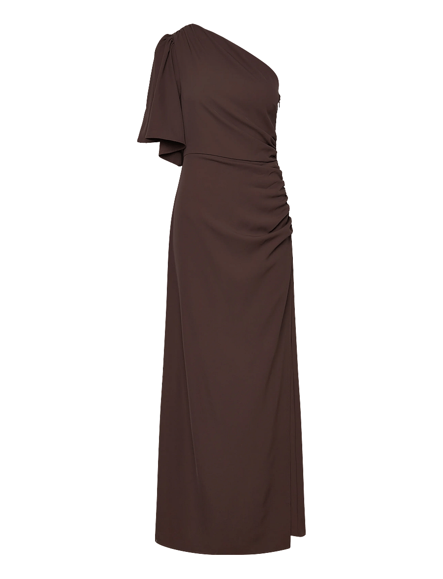 Bubbleroom - Ruched One Shoulder Gown - brown - 1