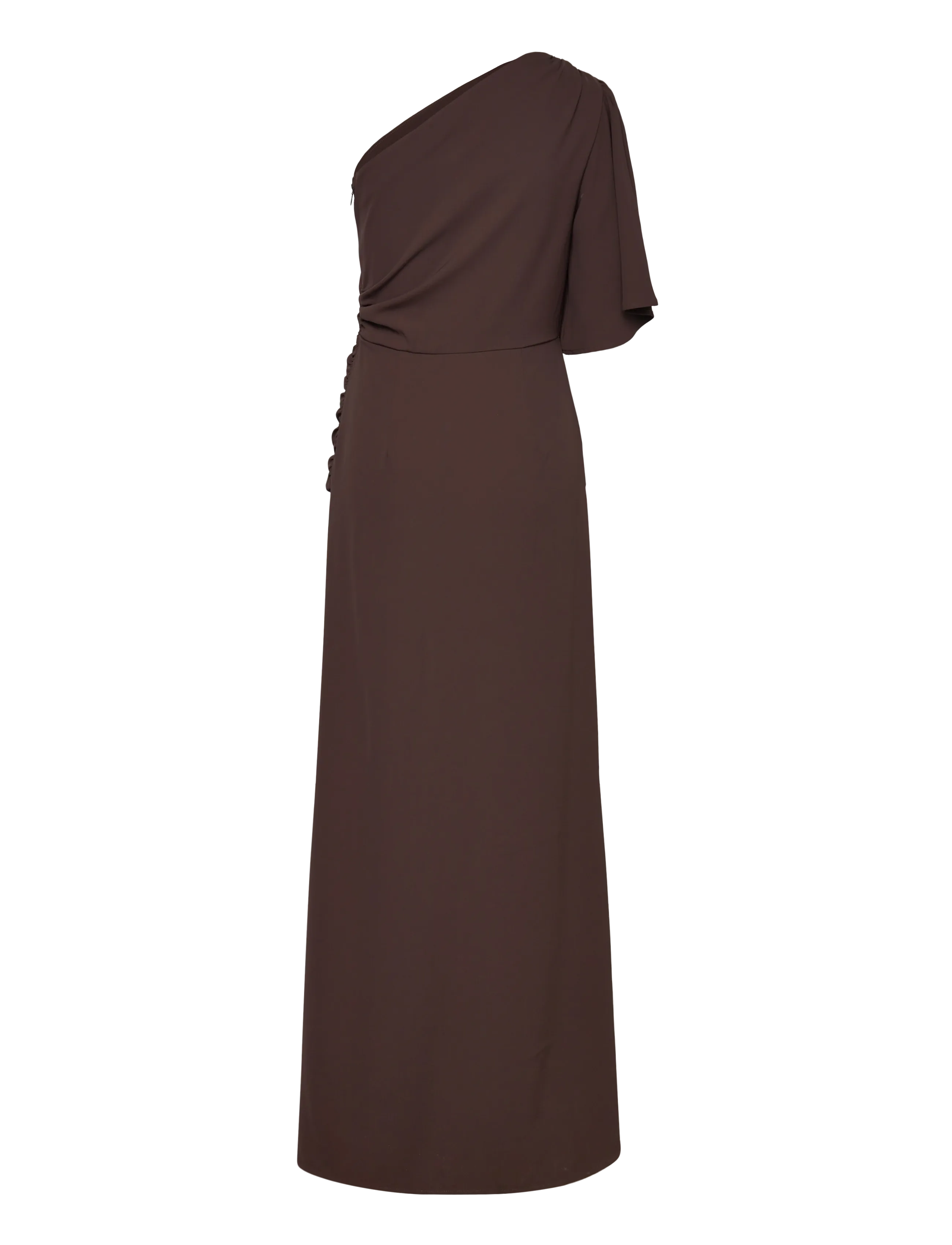 Bubbleroom - Ruched One Shoulder Gown - brown - 2