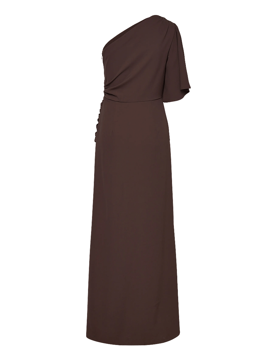 Bubbleroom - Ruched One Shoulder Gown - brown - 2