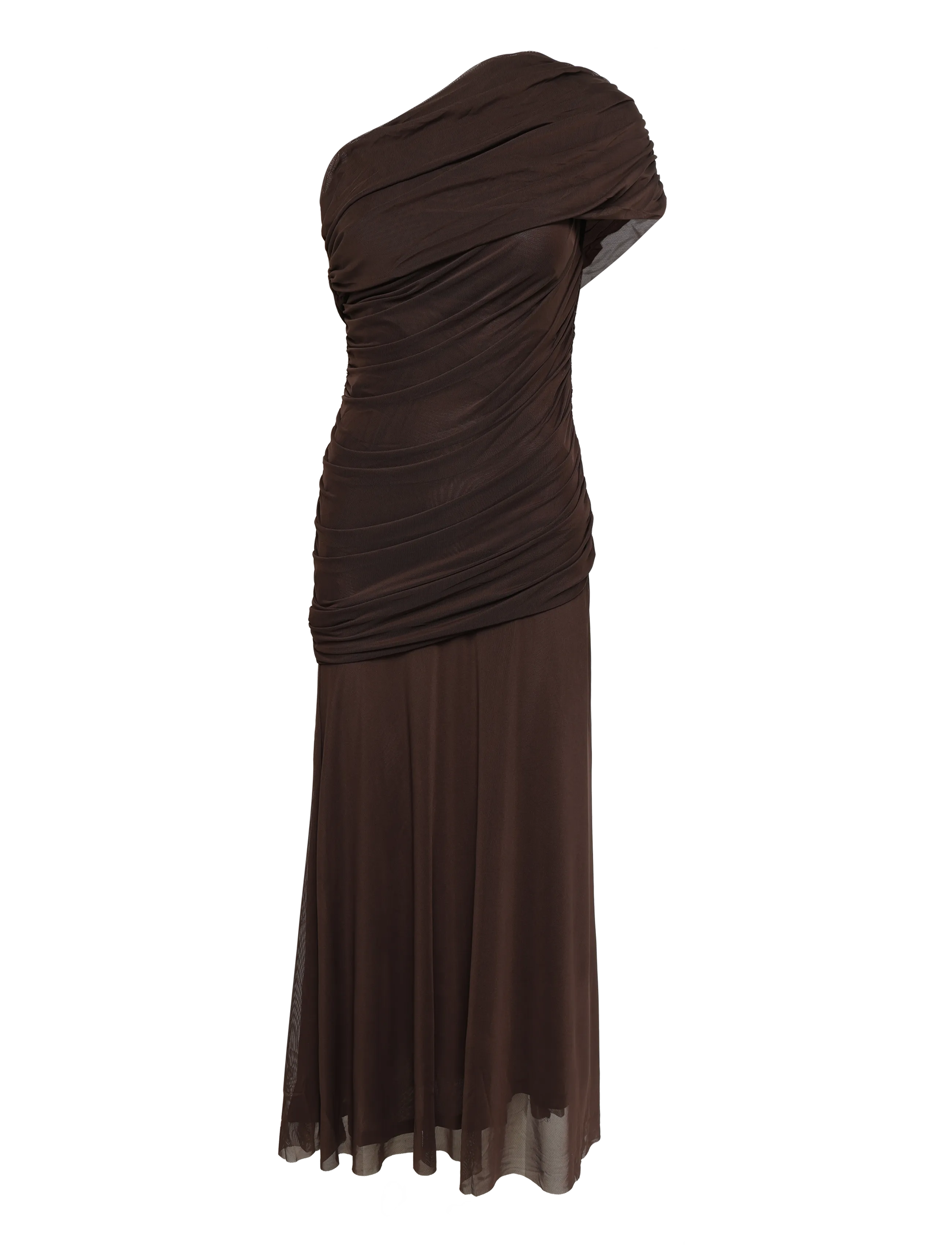 Bubbleroom - Off Shoulder Mesh Gown - dark brown - 1