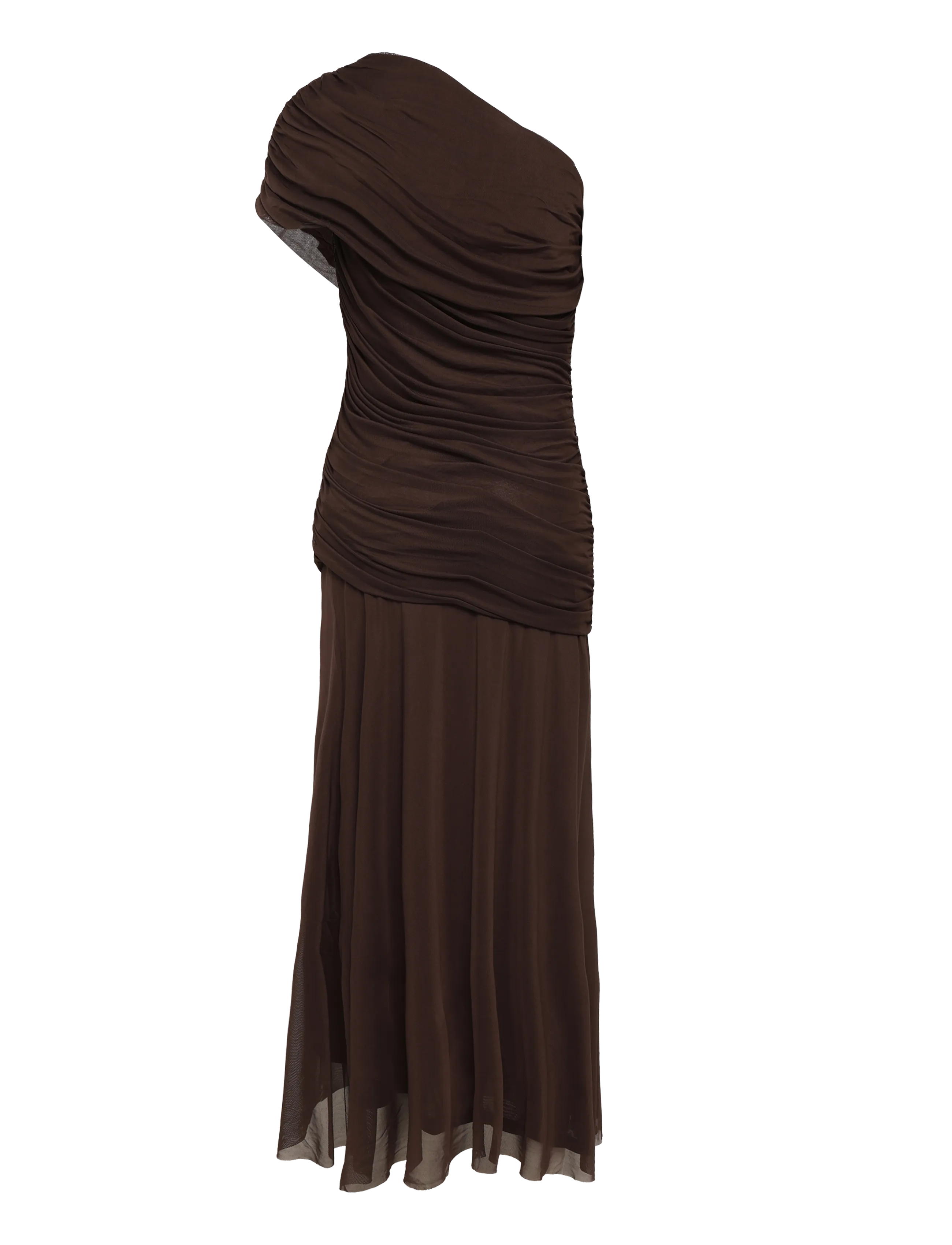 Bubbleroom - Off Shoulder Mesh Gown - dark brown - 2