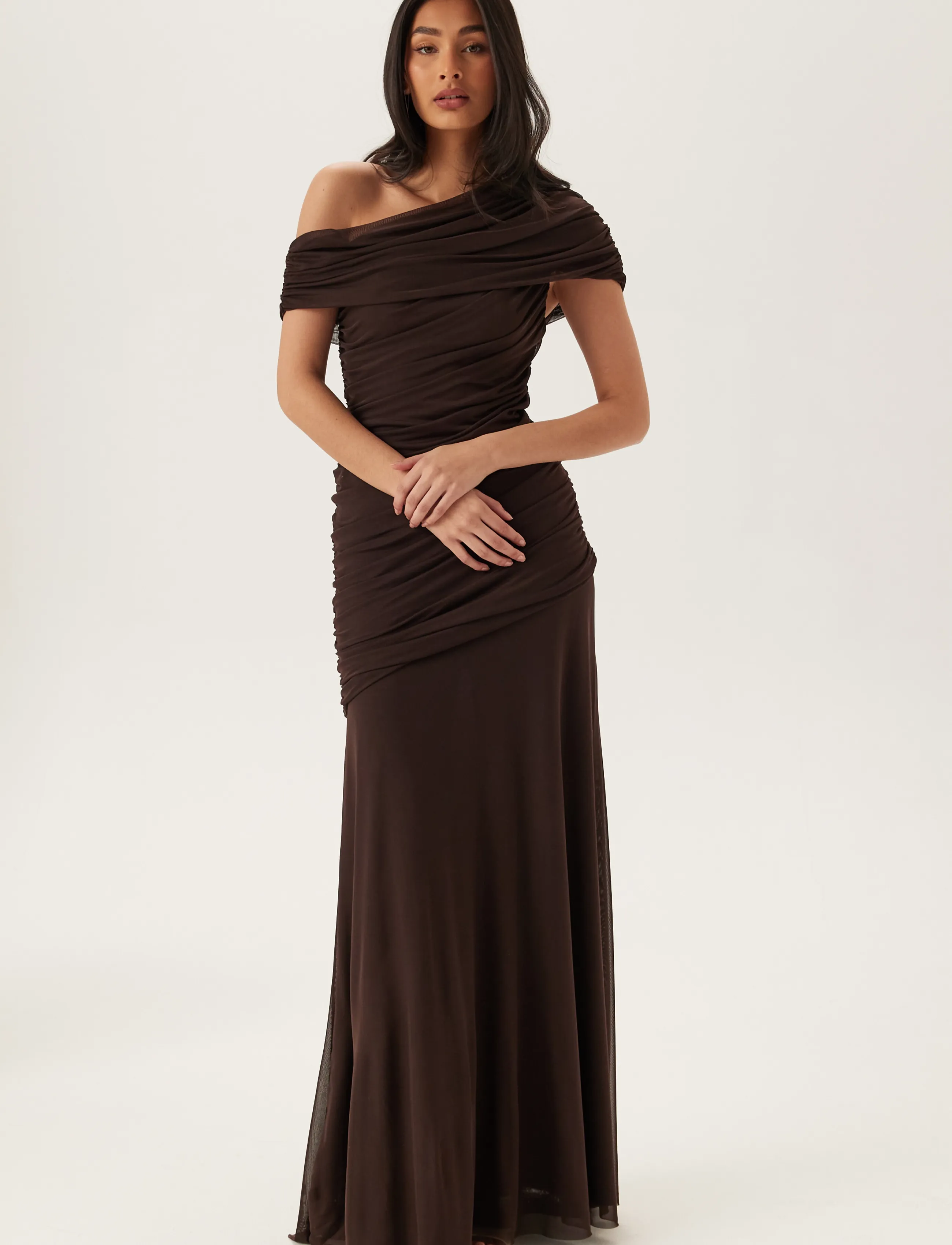 Off Shoulder Mesh Gown