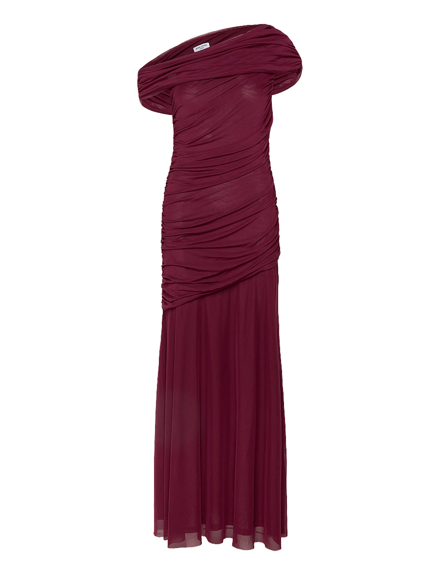 Bubbleroom - Off Shoulder Mesh Gown - aftenkjoler - wine-red - 1