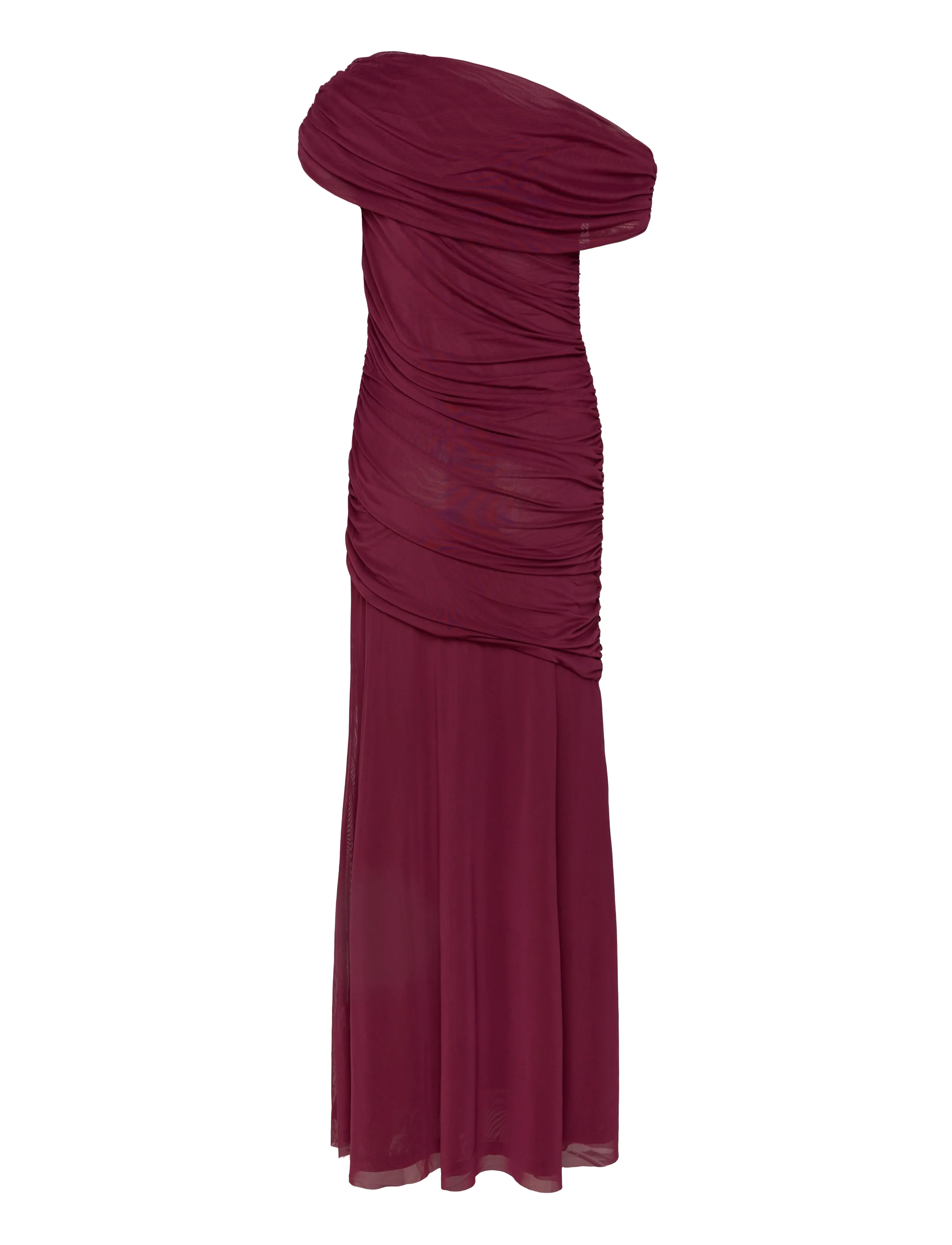 Bubbleroom - Off Shoulder Mesh Gown - aftenkjoler - wine-red - 2