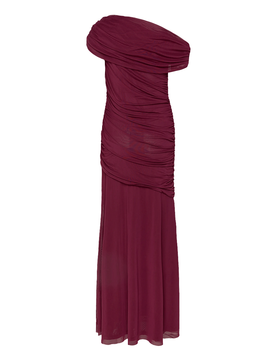 Bubbleroom - Off Shoulder Mesh Gown - aftenkjoler - wine-red - 2
