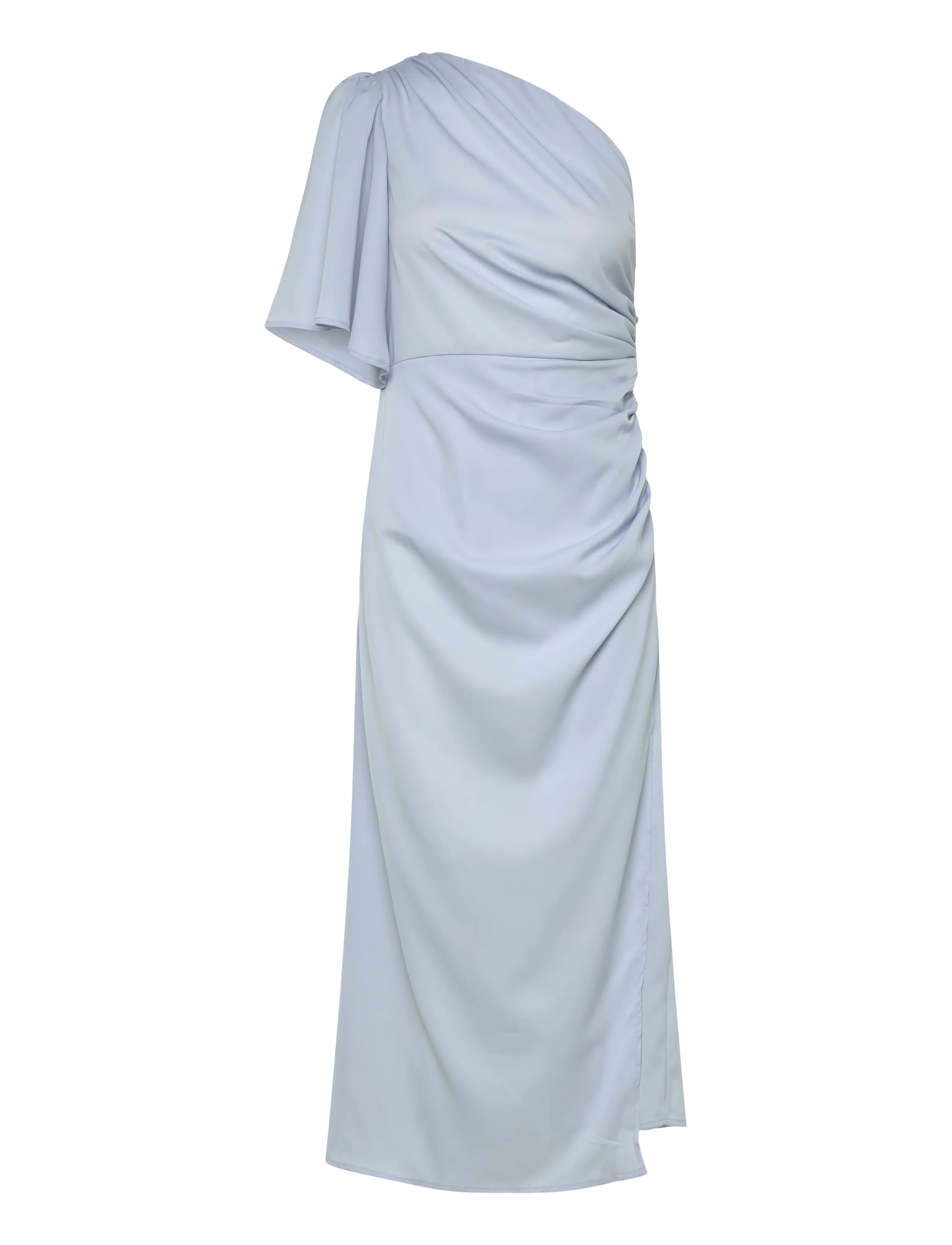 Bubbleroom Ruched One Shoulder Midi Dress, Kvinder, Rynket Én Skulder Midikjole, Blå, Str: 40