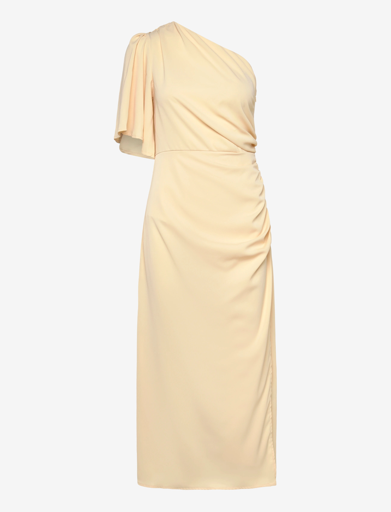 Bubbleroom - Ruched One Shoulder Midi Dress - light yellow - 0