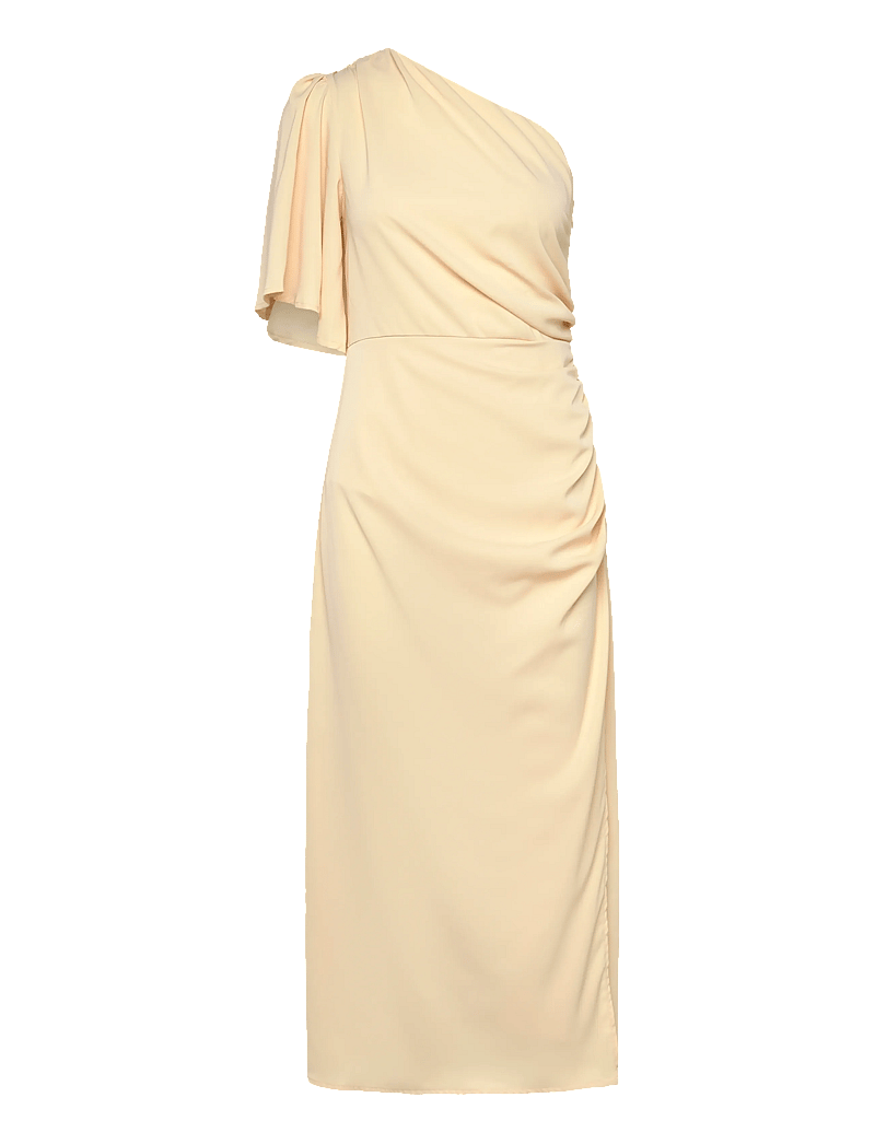 Bubbleroom - Ruched One Shoulder Midi Dress - light yellow - 0