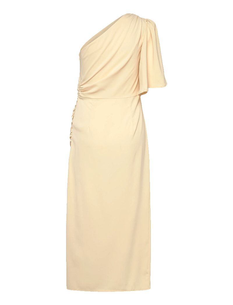 Bubbleroom - Ruched One Shoulder Midi Dress - light yellow - 1