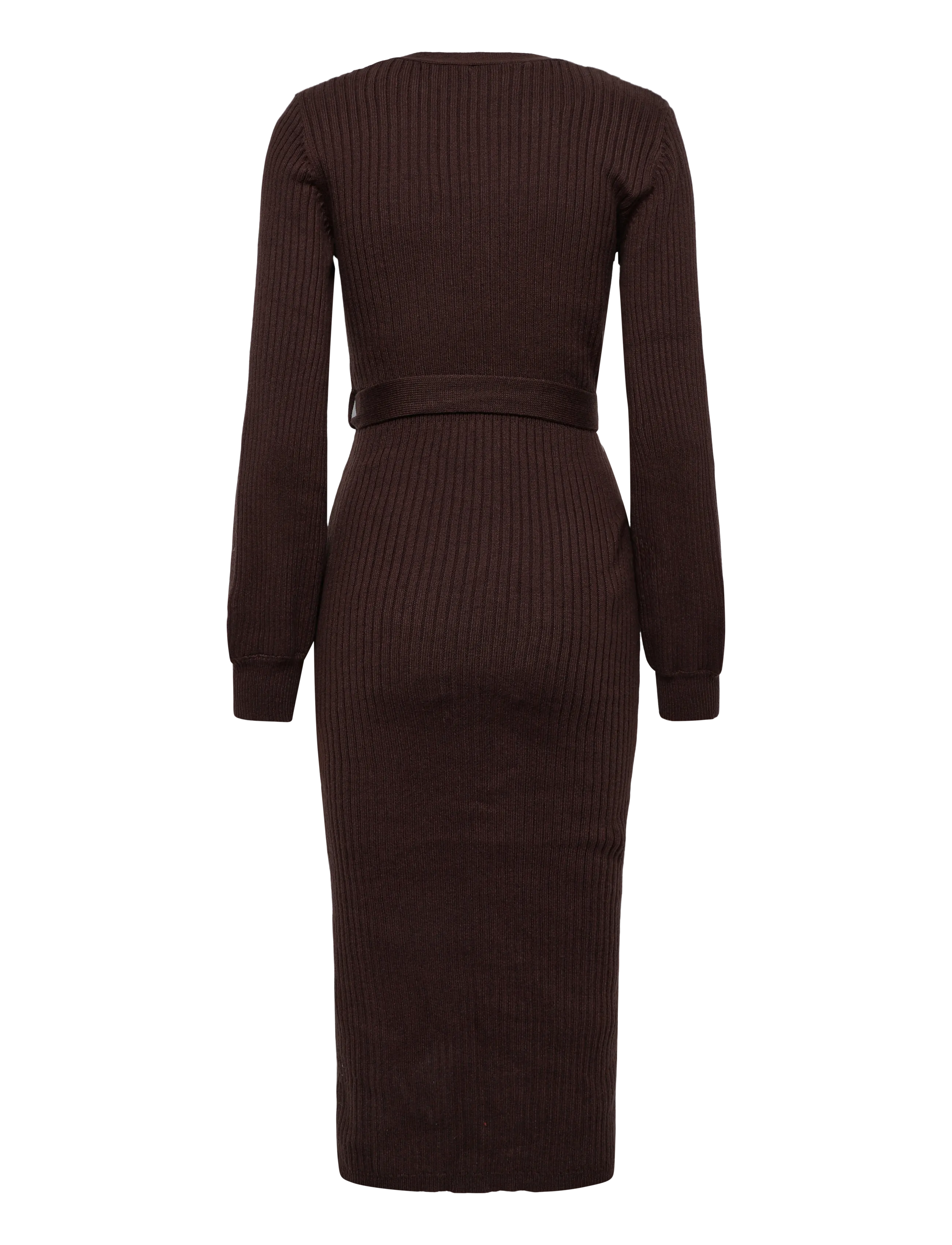Bubbleroom - Rib Knitted Cardigan Dress - brown - 2