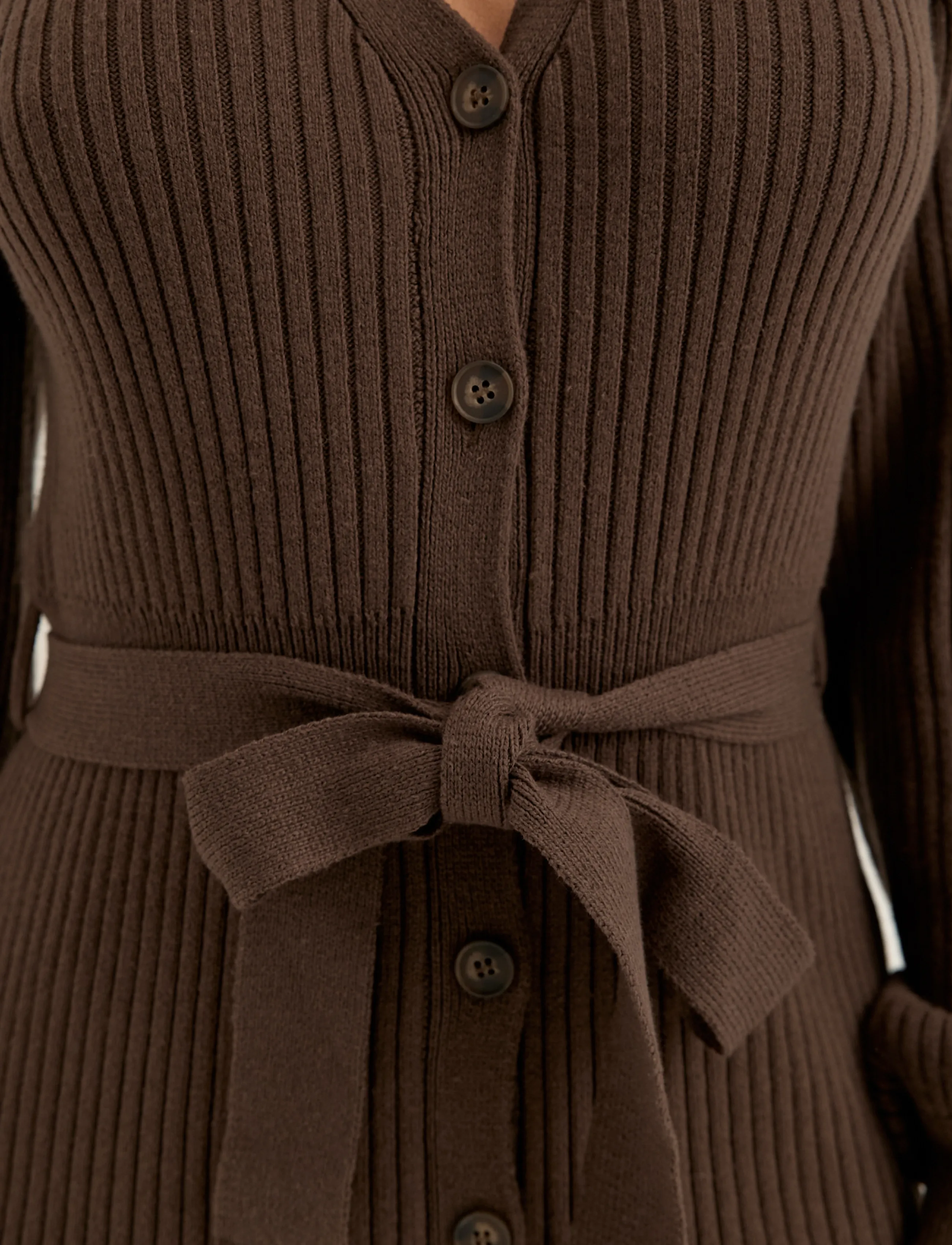Bubbleroom - Rib Knitted Cardigan Dress - brown - 5