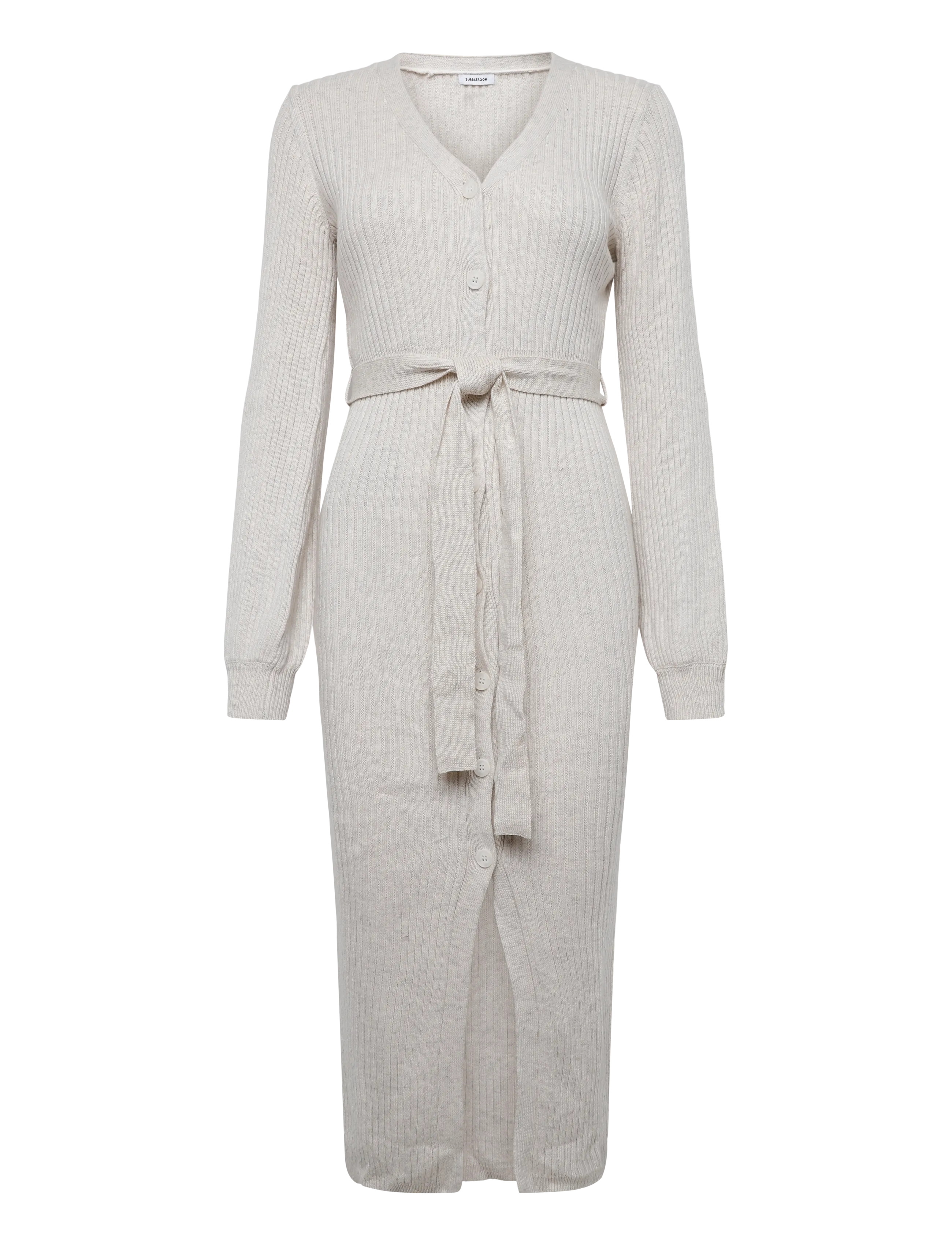 Bubbleroom - Rib Knitted Cardigan Dress - cream - 1