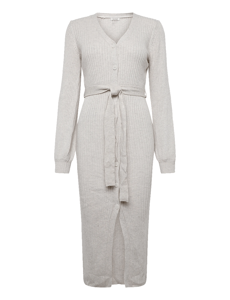 Bubbleroom - Rib Knitted Cardigan Dress - strikkjoler - cream - 1