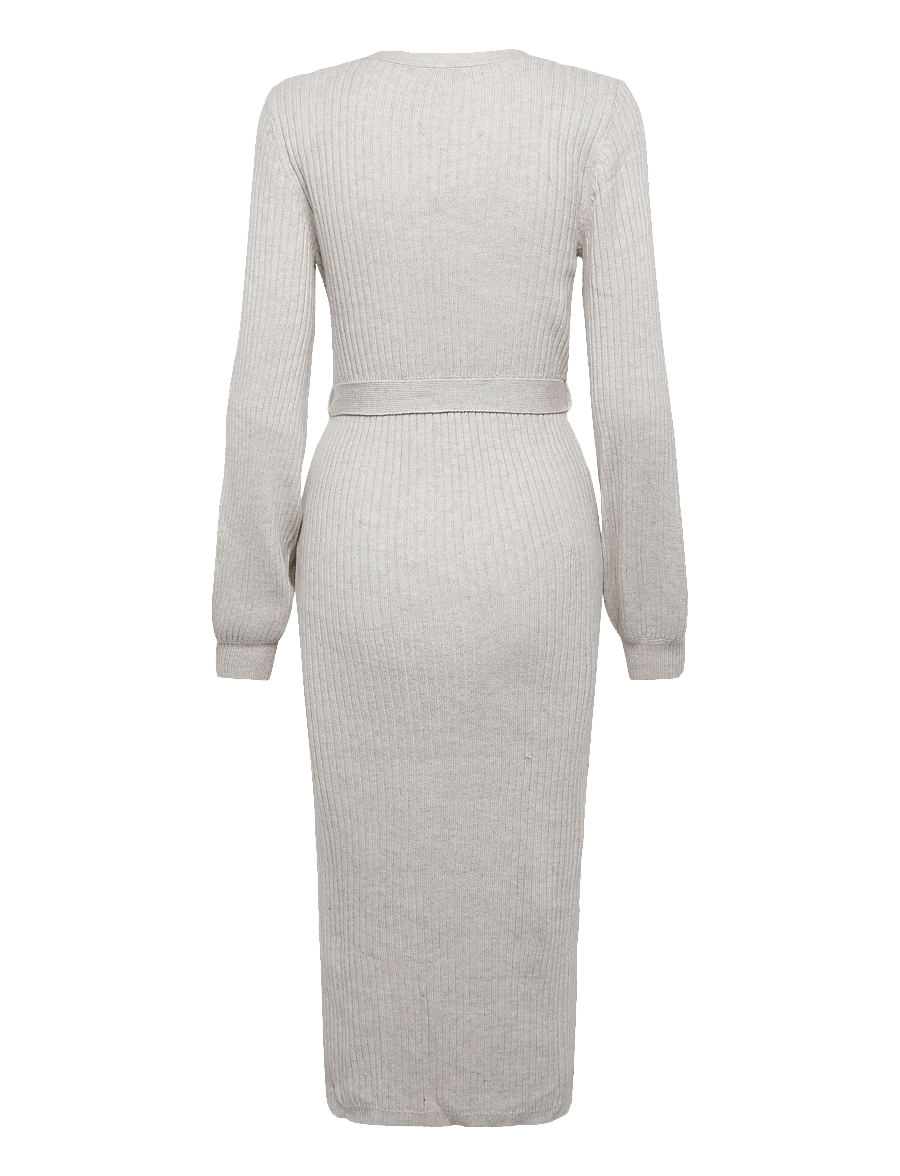 Bubbleroom - Rib Knitted Cardigan Dress - strikkjoler - cream - 2
