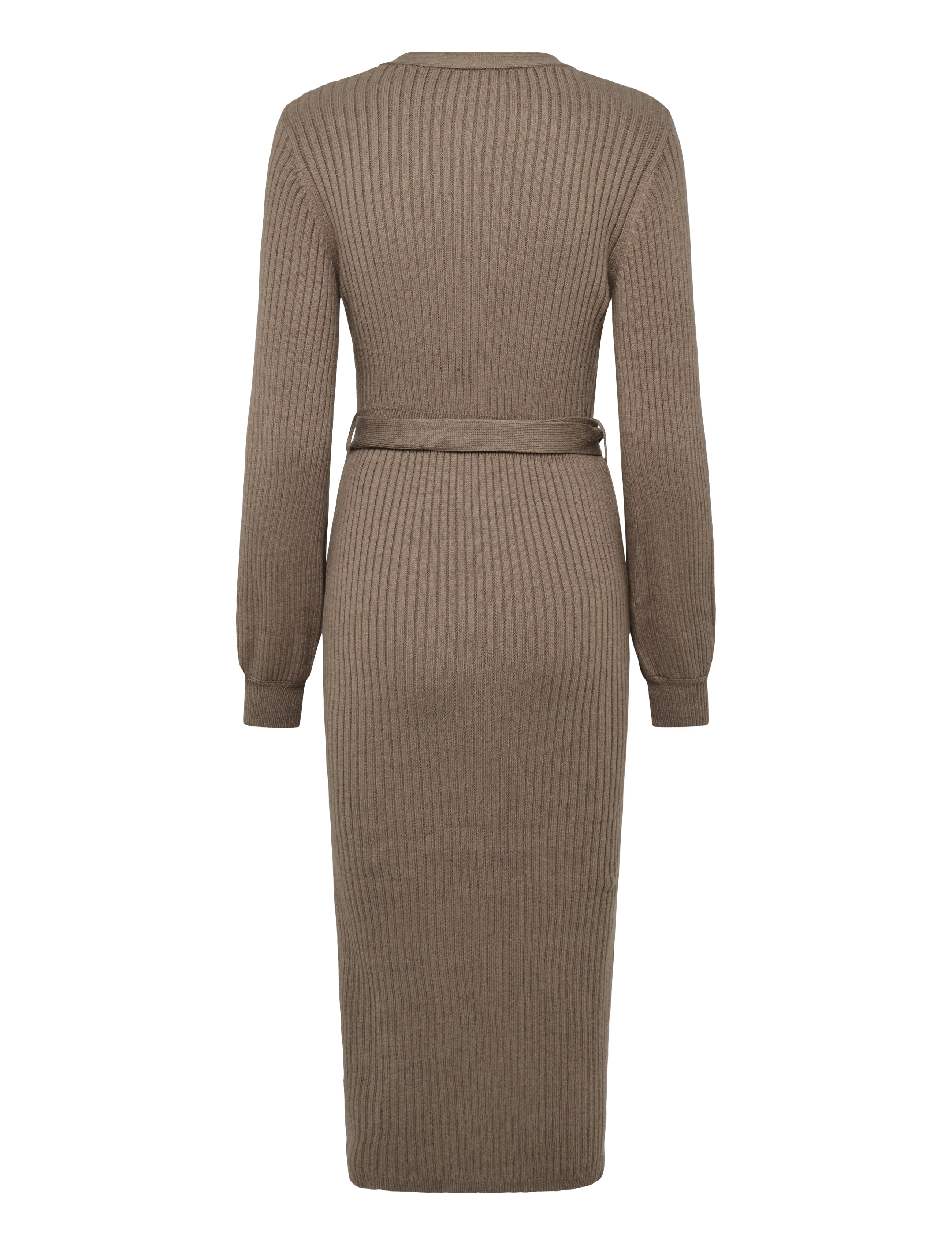 Bubbleroom - Rib Knitted Cardigan Dress - stickade klänningar - light brown - 2