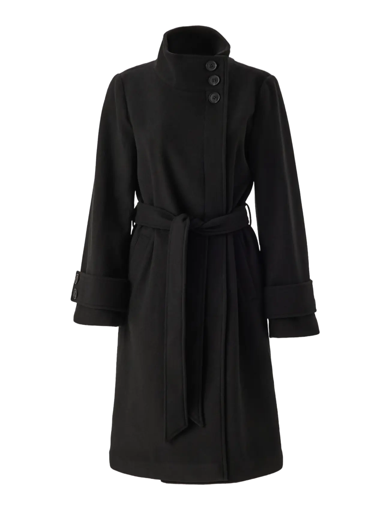 Bubbleroom - High Neck Midi Coat - black - 1